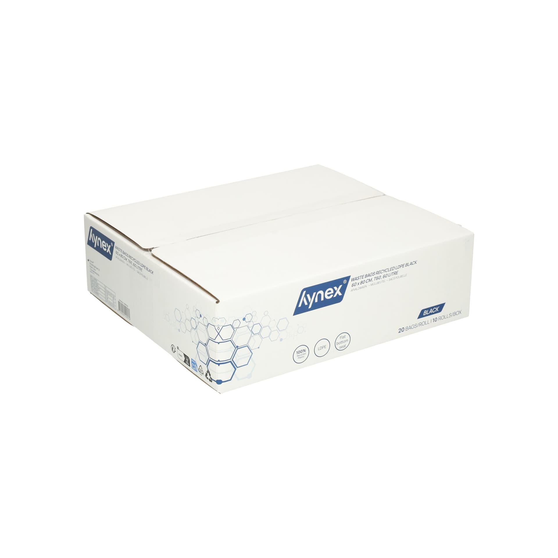 Afvalzak Hynex 60x80cm LDPE recycled T60 60L zwart rol à 20 stuks 7