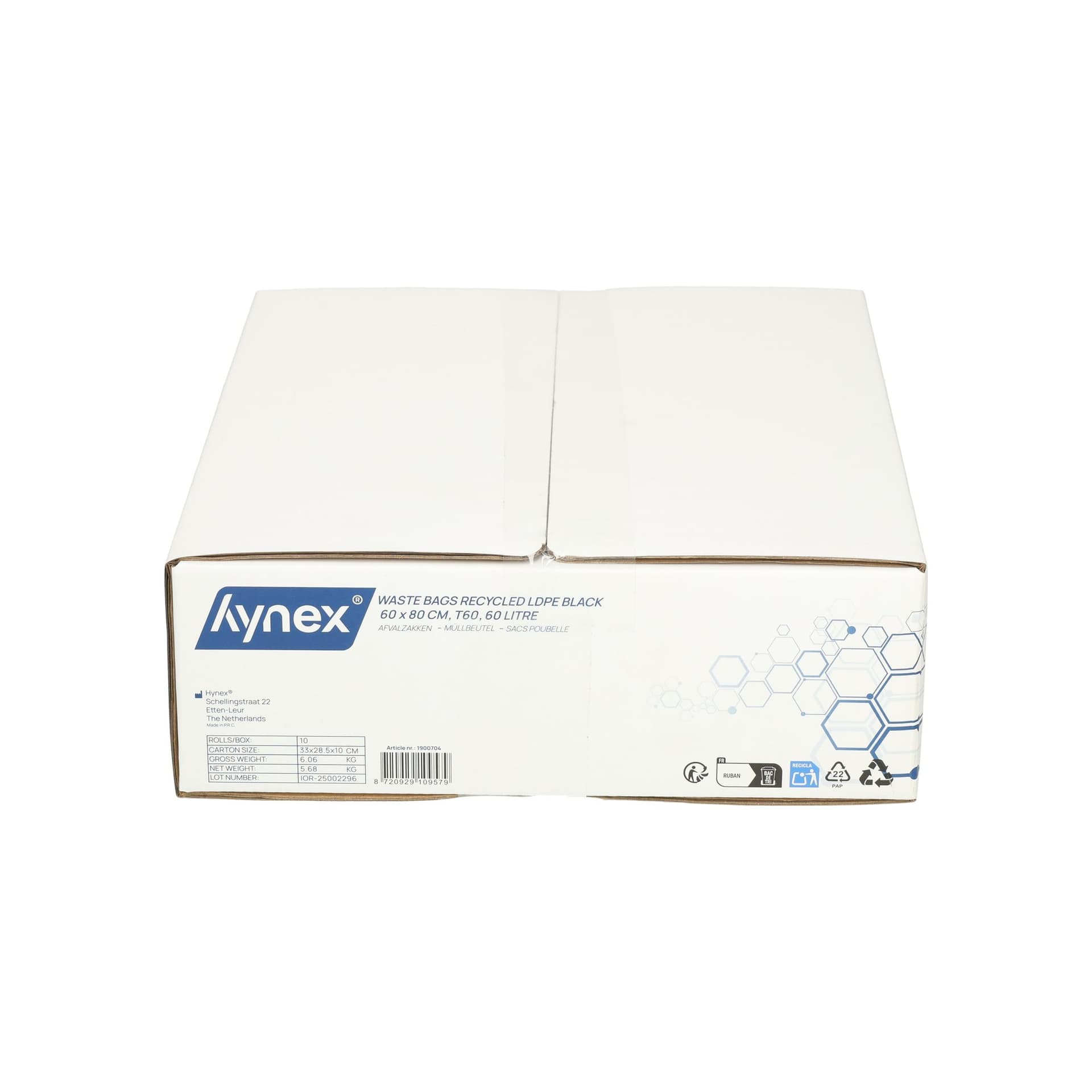 Afvalzak Hynex 60x80cm LDPE recycled T60 60L zwart rol à 20 stuks 8