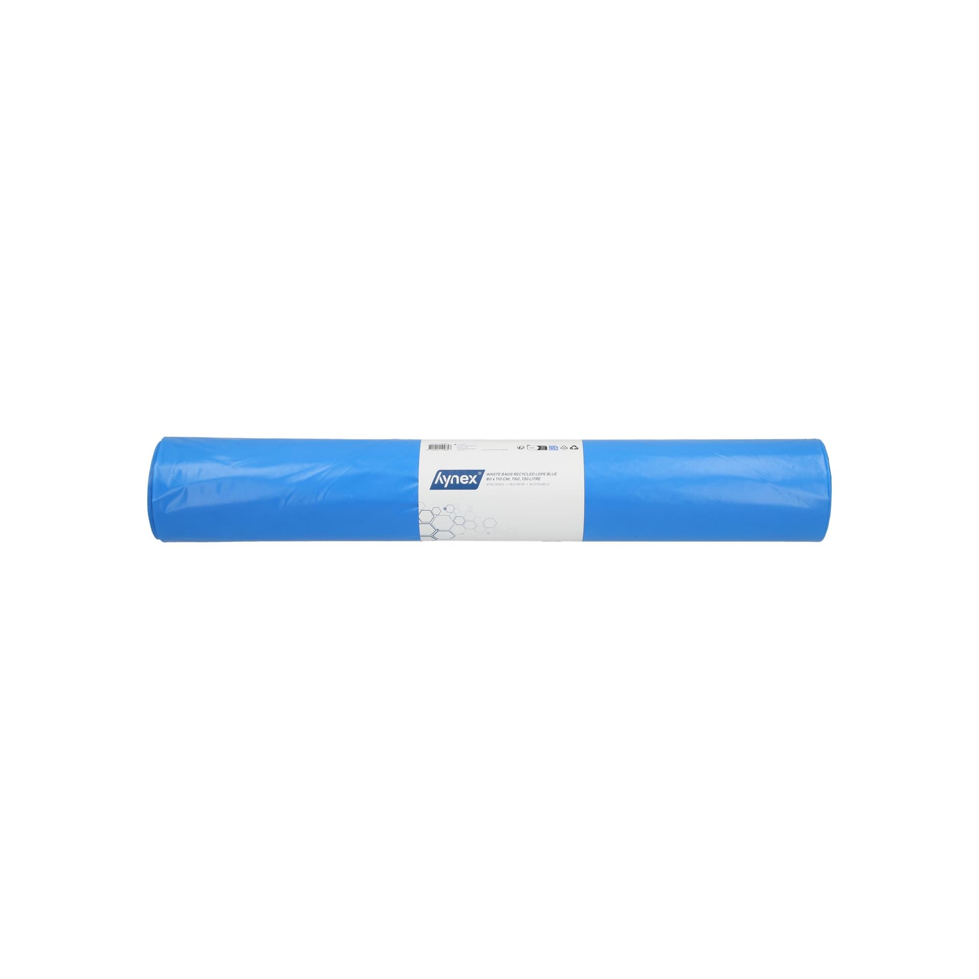 Afvalzak Hynex 80x110cm LDPE recycled T60 130L blauw rol à 20 stuks