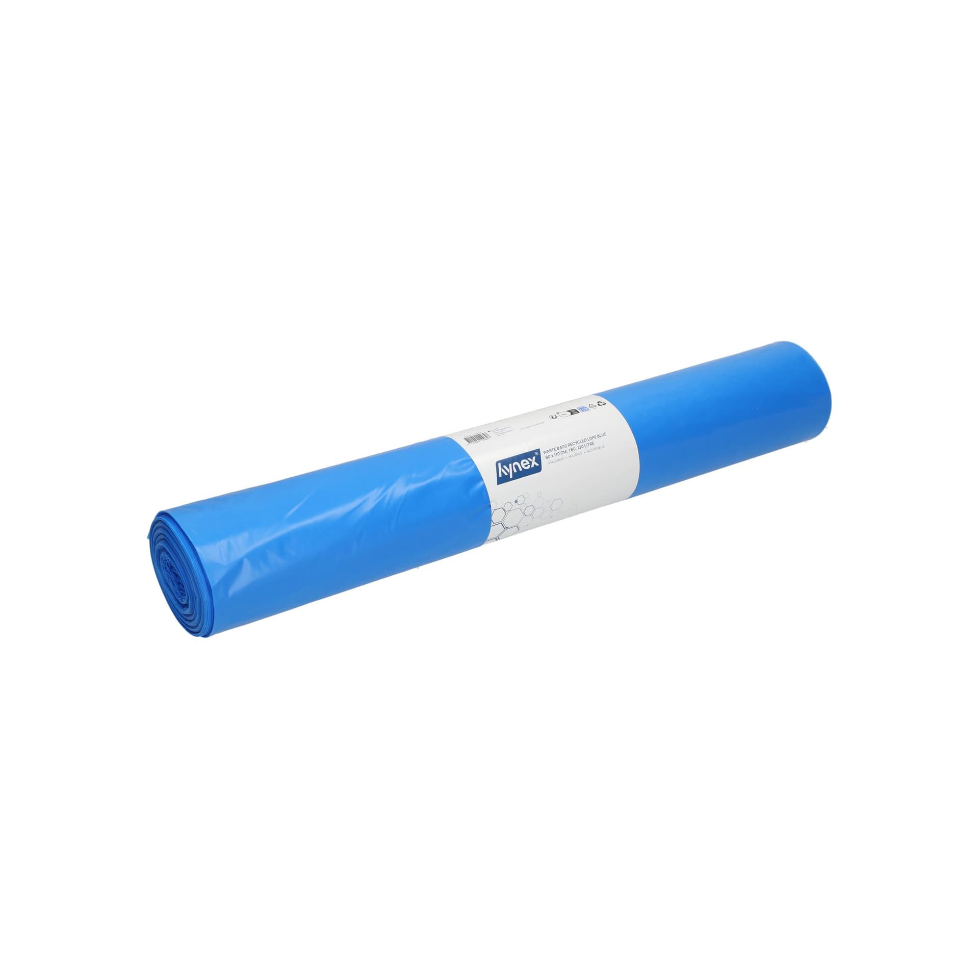 Afvalzak Hynex 80x110cm LDPE recycled T60 130L blauw rol à 20 stuks 2