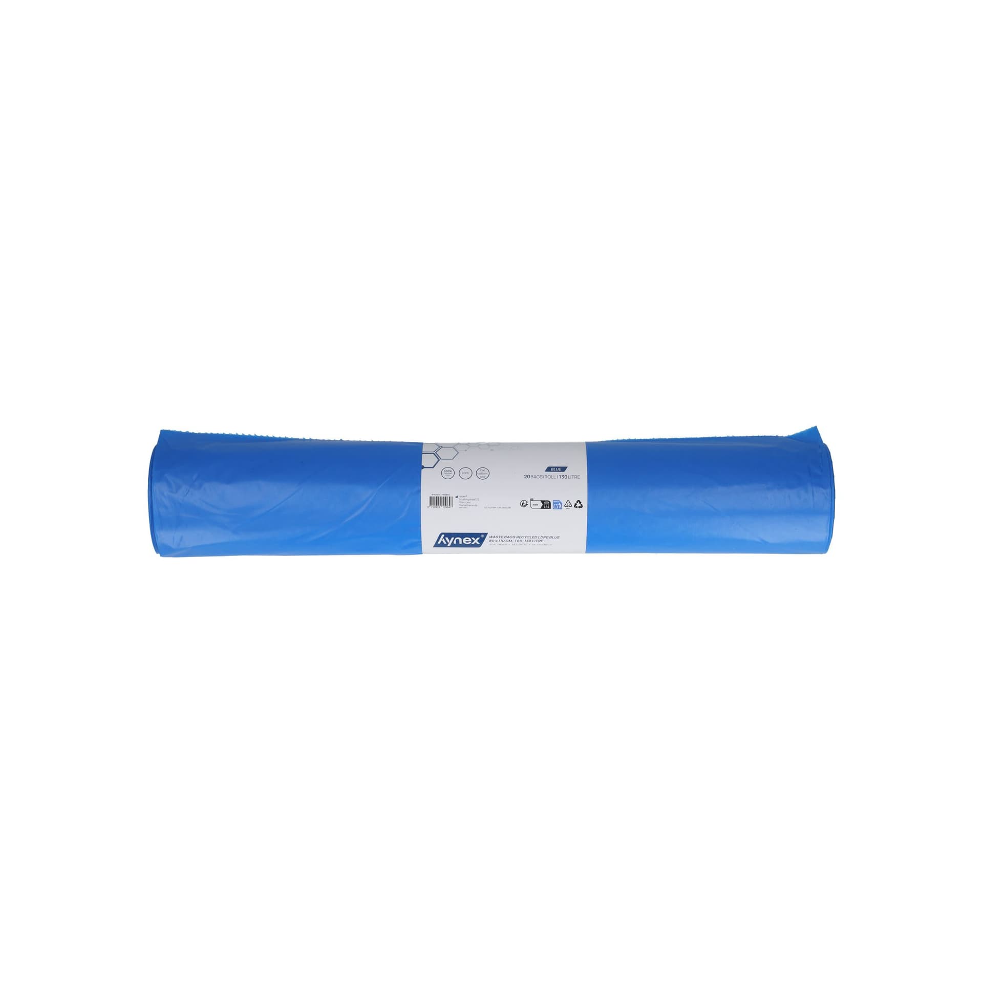 Afvalzak Hynex 80x110cm LDPE recycled T60 130L blauw rol à 20 stuks 4