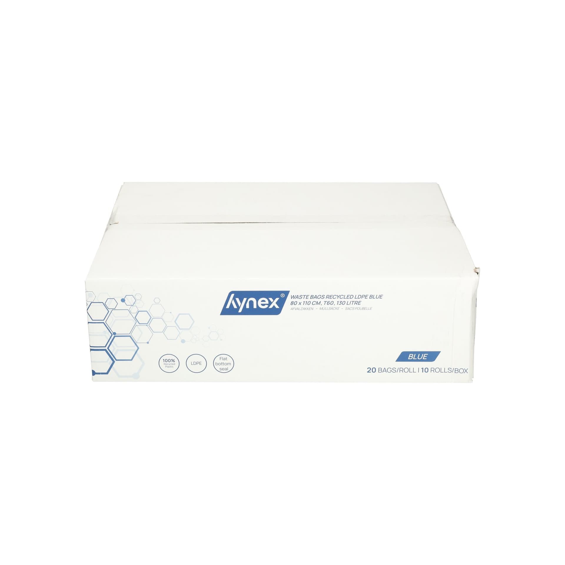 Afvalzak Hynex 80x110cm LDPE recycled T60 130L blauw rol à 20 stuks 6