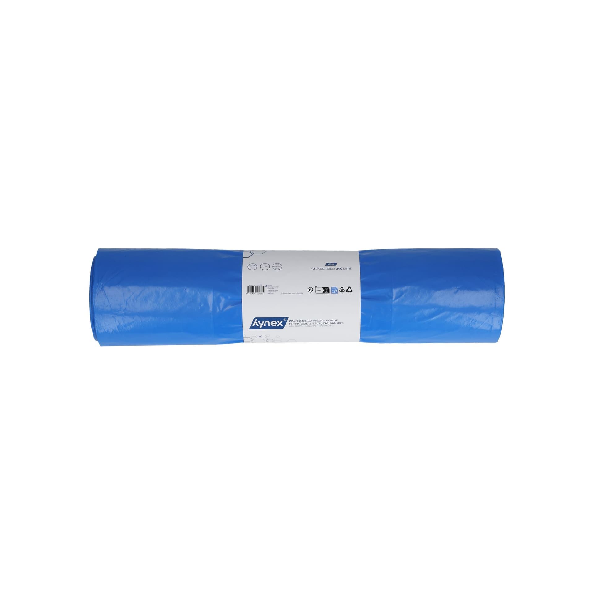 Afvalzak Hynex 65/25x135cm LDPE recycled T80 240L blauw rol à 10 stuks 4