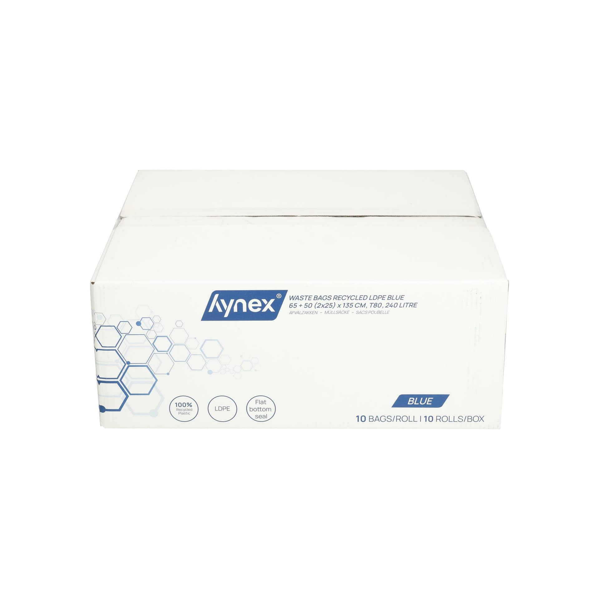 Afvalzak Hynex 65/25x135cm LDPE recycled T80 240L blauw rol à 10 stuks 6