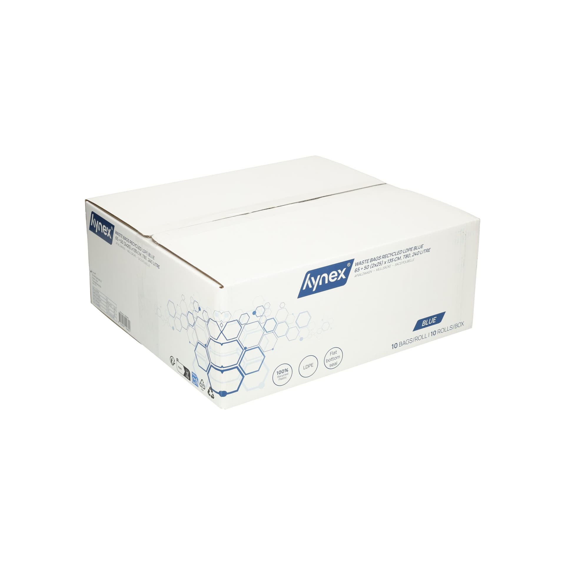Afvalzak Hynex 65/25x135cm LDPE recycled T80 240L blauw rol à 10 stuks 7