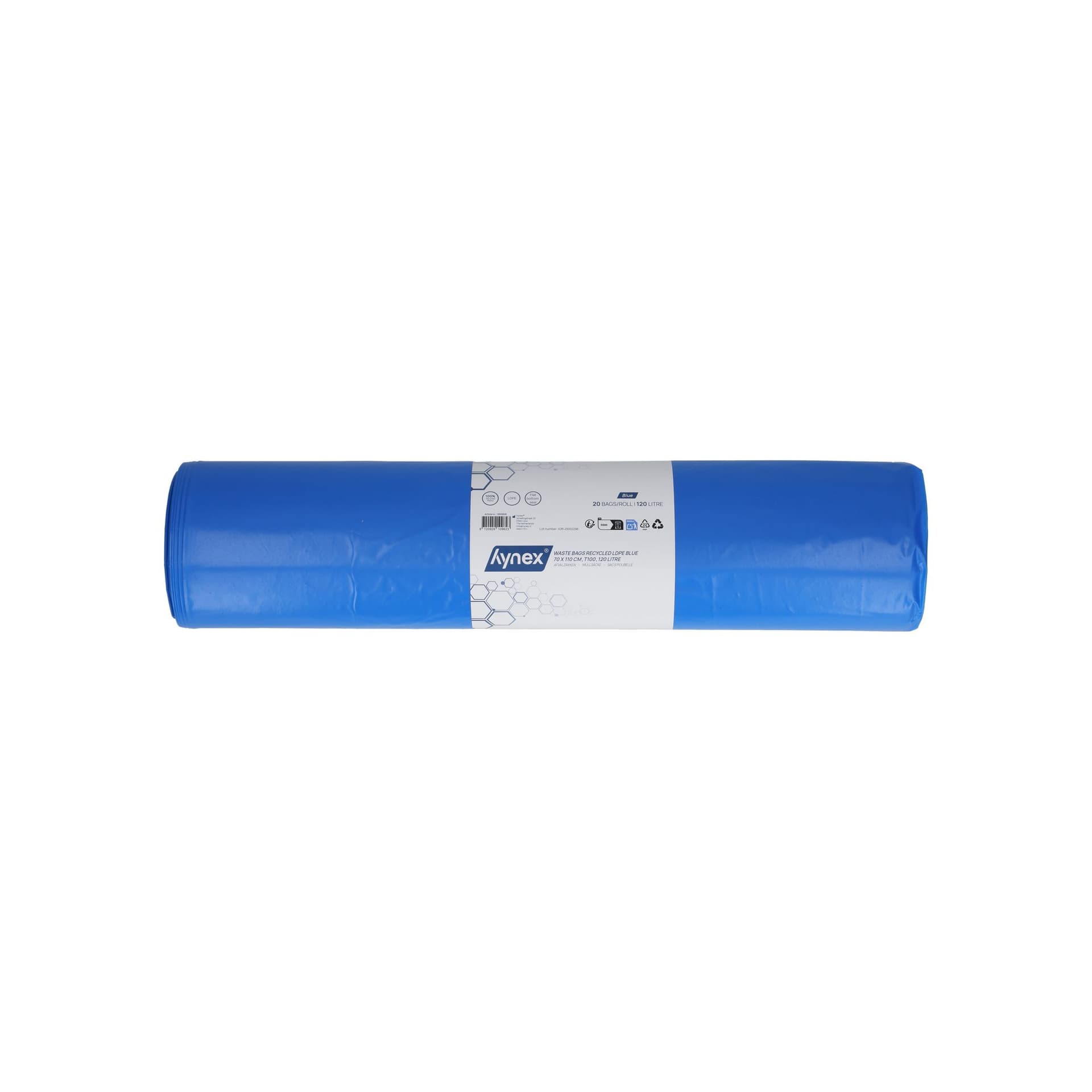 Afvalzak Hynex 70x110cm LDPE recycled T100 120L blauw rol à 20 stuks 4