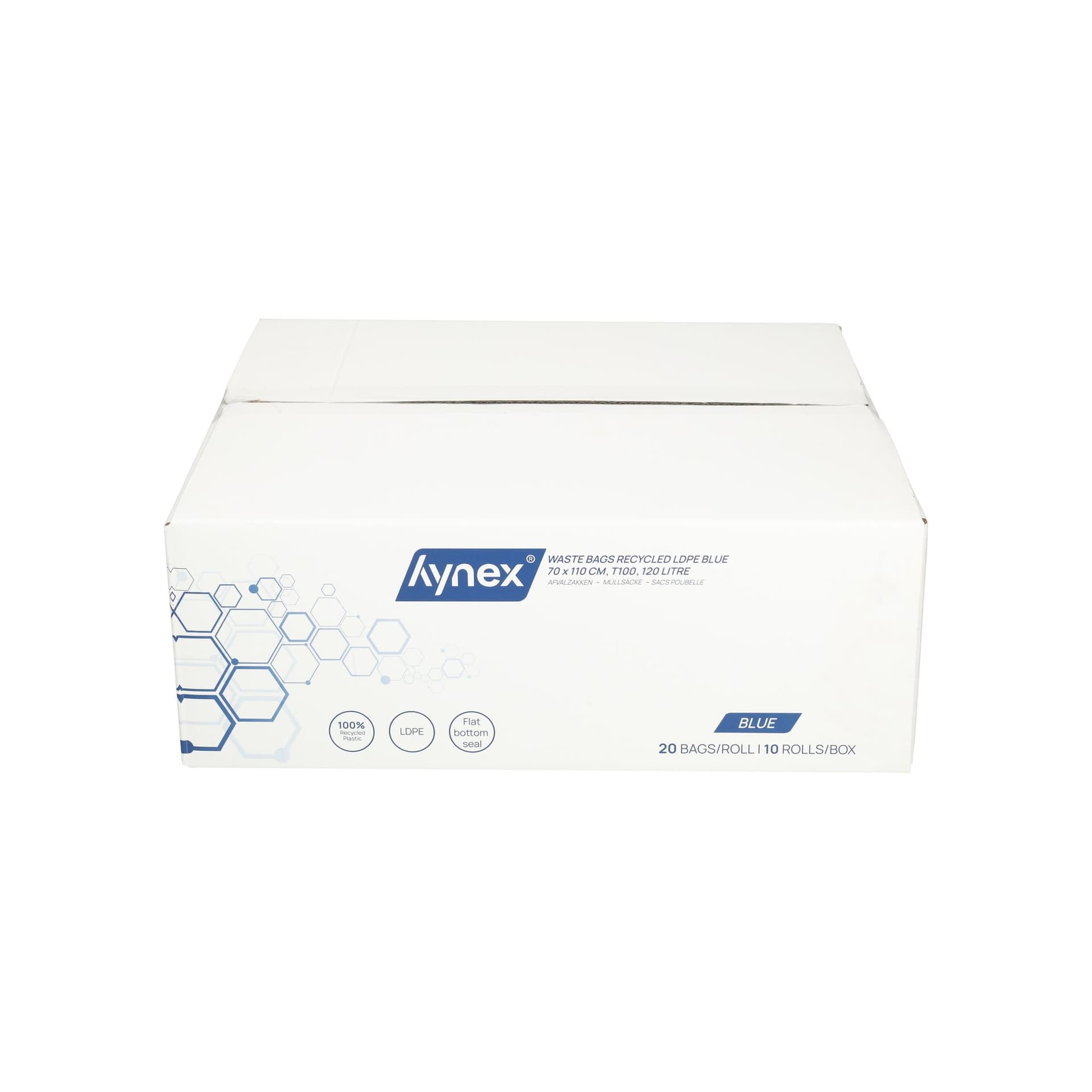 Afvalzak Hynex 70x110cm LDPE recycled T100 120L blauw rol à 20 stuks 6