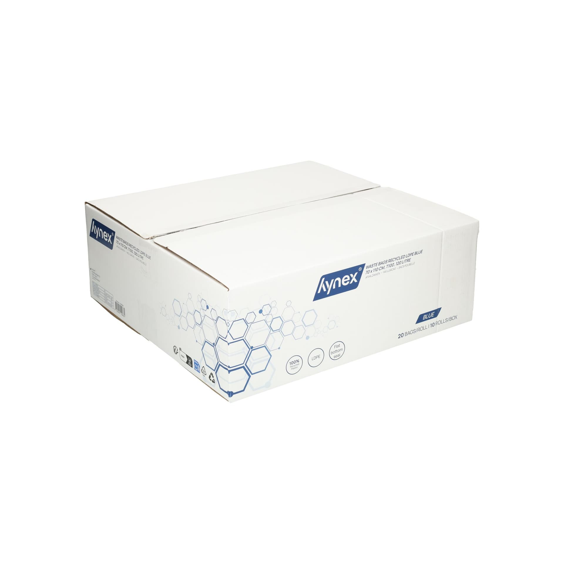 Afvalzak Hynex 70x110cm LDPE recycled T100 120L blauw rol à 20 stuks 8