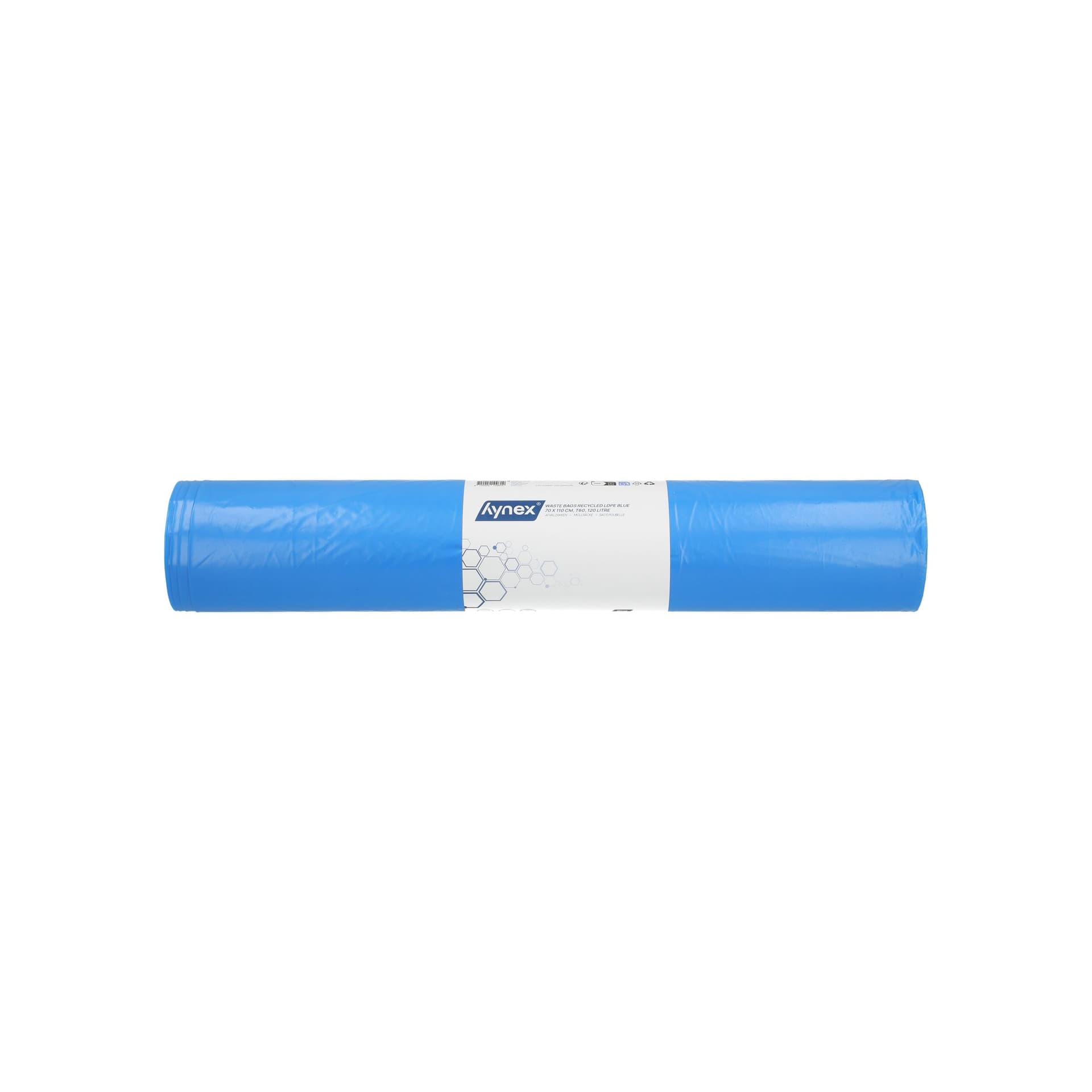 Afvalzak Hynex 70x110cm LDPE recycled T60 120L blauw rol à 20 stuks