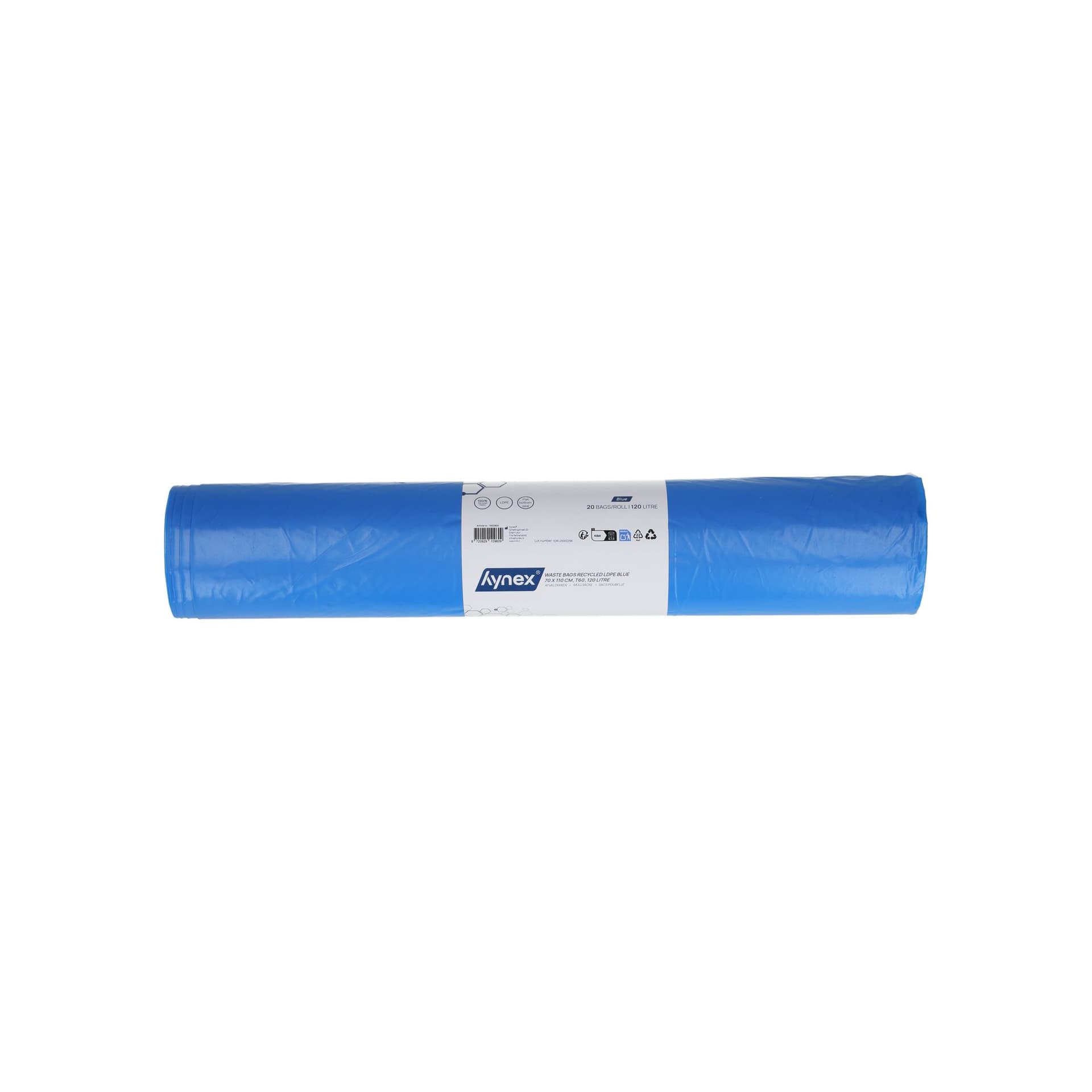 Afvalzak Hynex 70x110cm LDPE recycled T60 120L blauw rol à 20 stuks 4