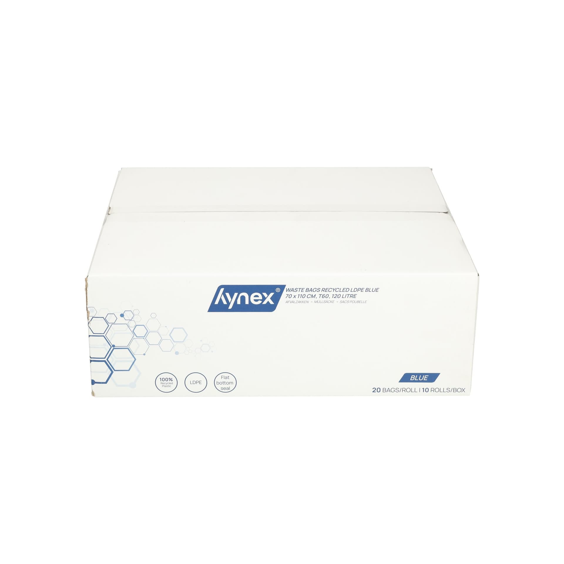 Afvalzak Hynex 70x110cm LDPE recycled T60 120L blauw rol à 20 stuks 6