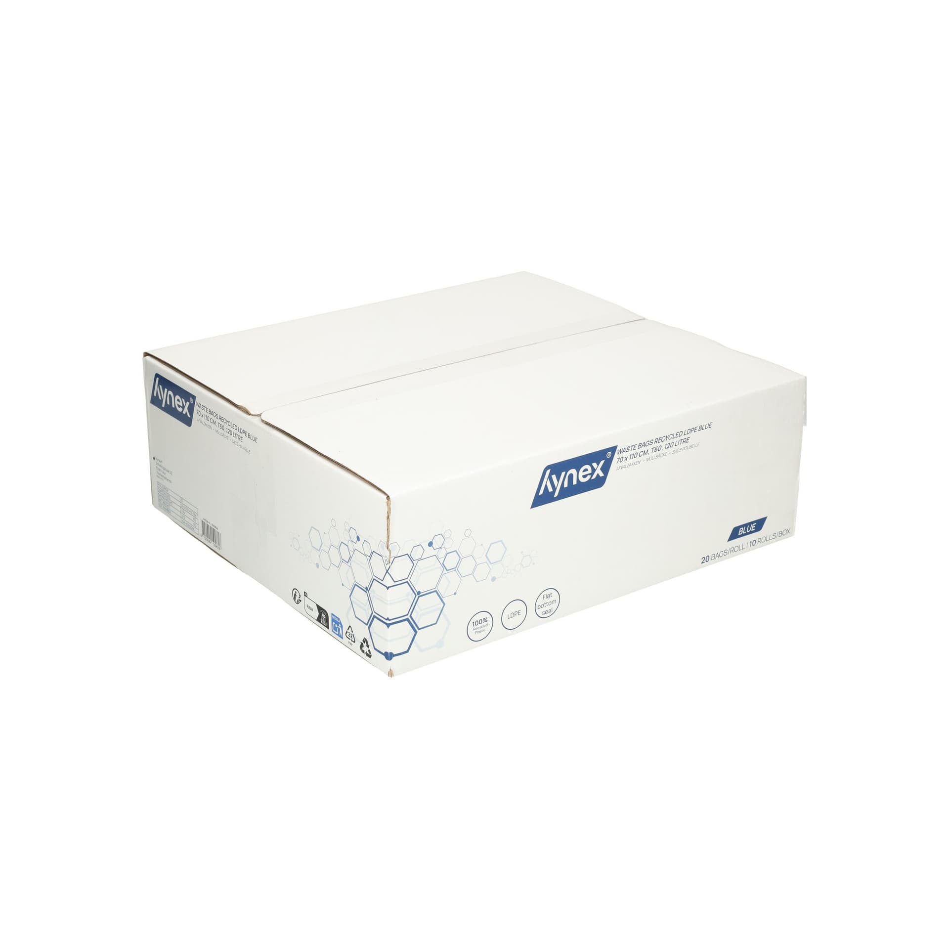 Afvalzak Hynex 70x110cm LDPE recycled T60 120L blauw rol à 20 stuks 7