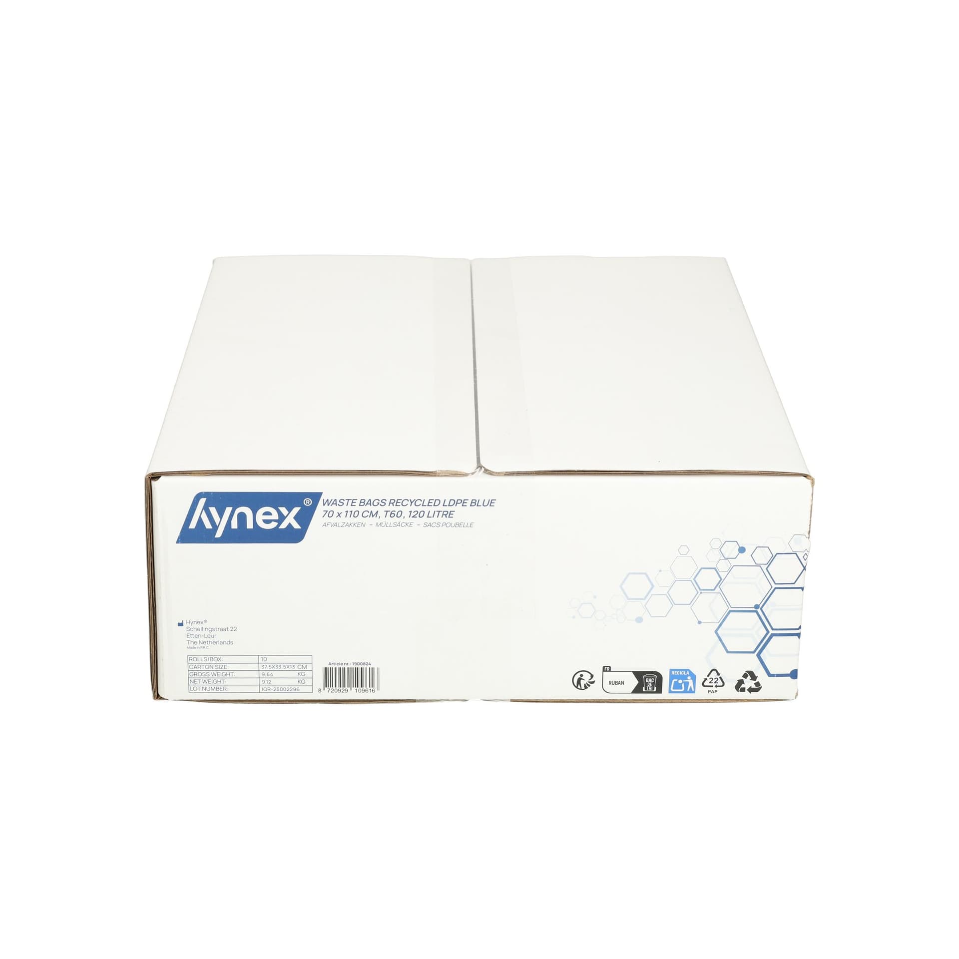 Afvalzak Hynex 70x110cm LDPE recycled T60 120L blauw rol à 20 stuks 8