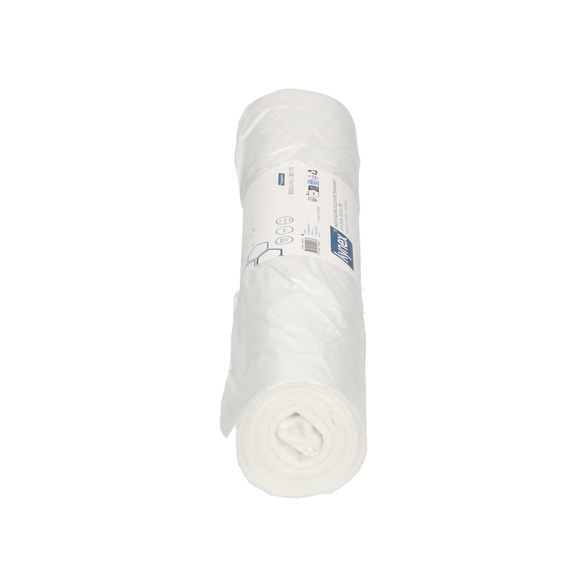 Afvalzak Hynex 63x70cm HDPE recycled T15 50L transparant rol à 50 stuks 3