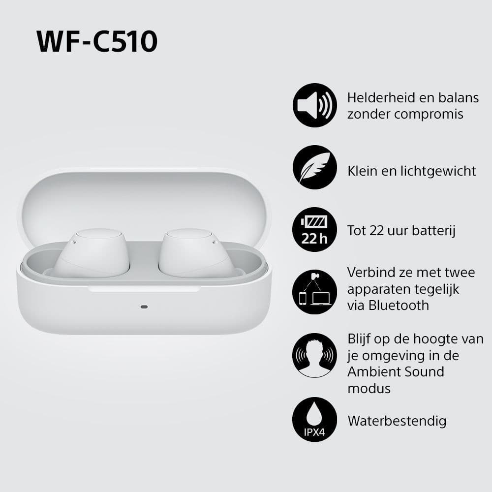 Oordopjes Sony WFC510 draadloos Bluetooth in ear wit 2