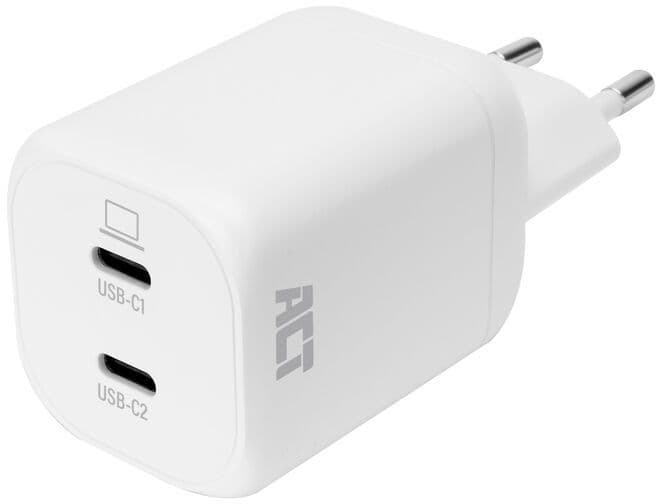 Oplader ACT USB-C 100W 2-poorts PD, PPS, AVS, QC, Ganfast 2