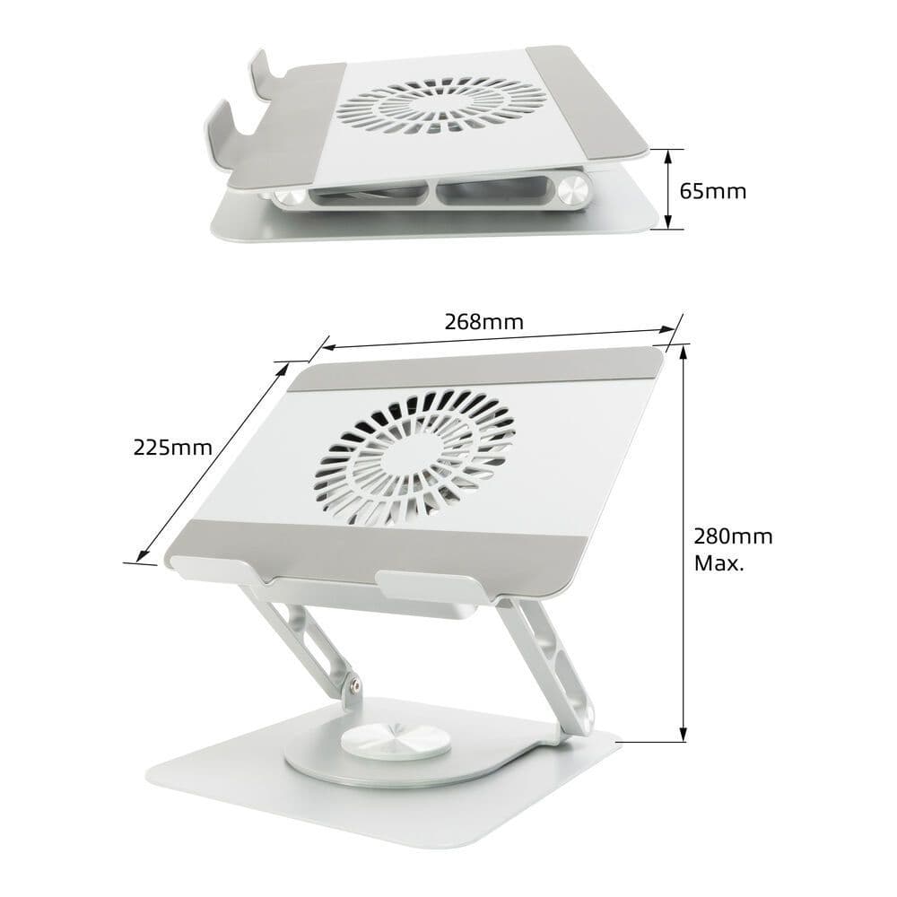 Laptopstandaard ACT 360 draaibaar met ventilator 4