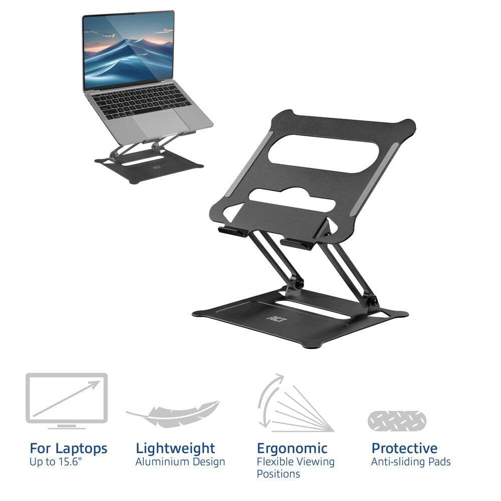 Laptopstandaard ACT inklapbaar traploos hoogte verstelbaar aluminium 3