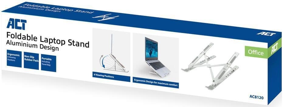 Laptopstandaard ACT inklapbaar 6 standen aluminium 2