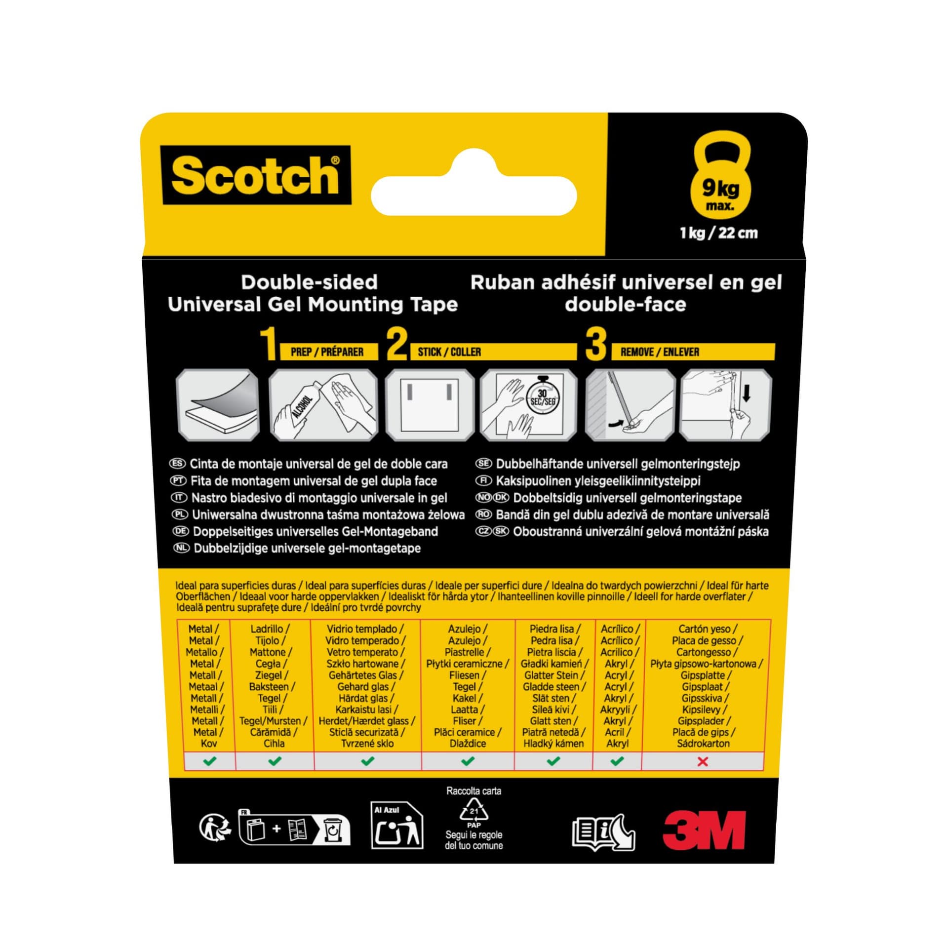Montagetape Scotch universele dubbelzijdig geltape 3mx30mm transparant 3