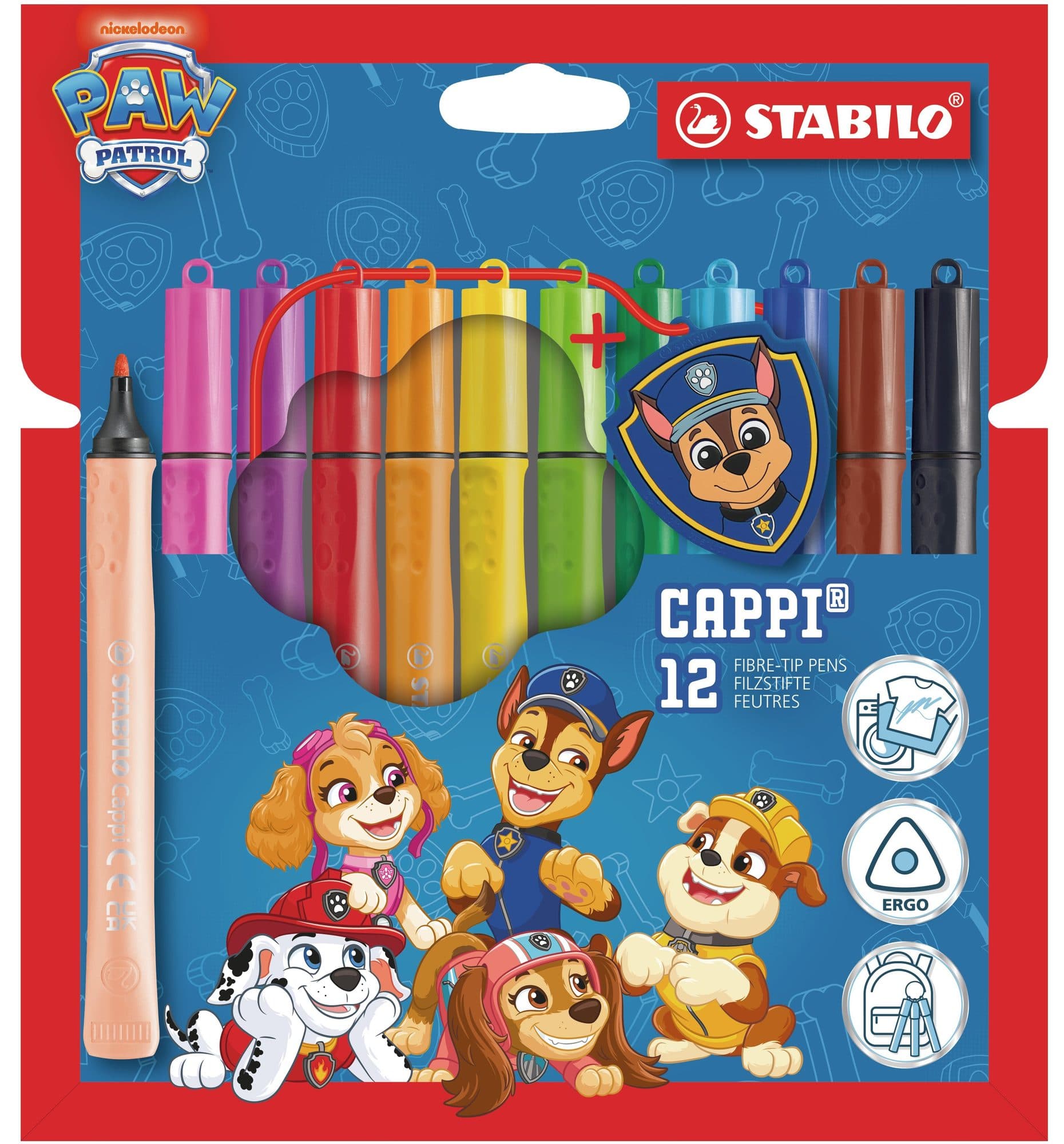Viltstift STABILO Cappi + badge PAW Patrol 12st