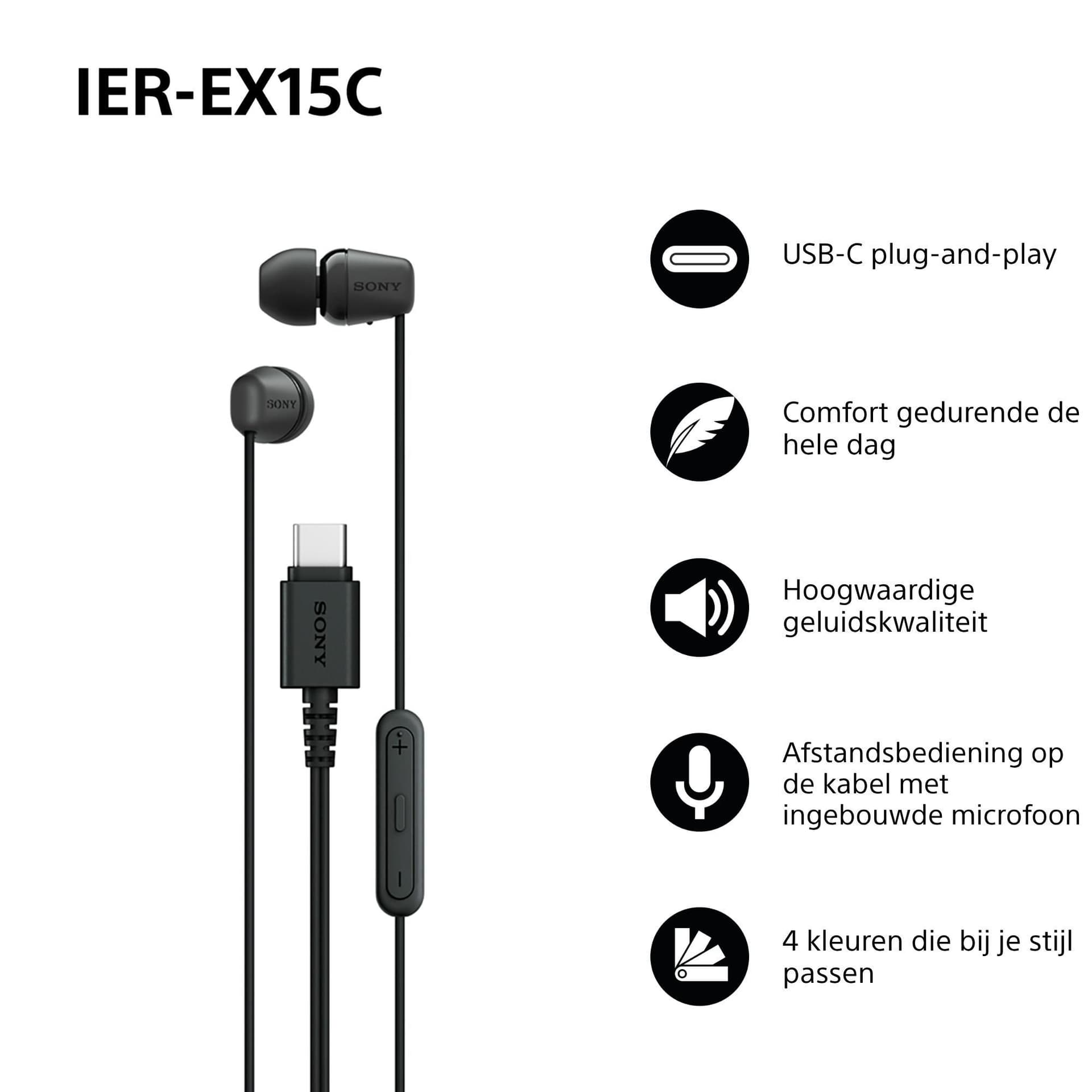 Oordopjes Sony EX15C bedraad USB-C in ear zwart 2