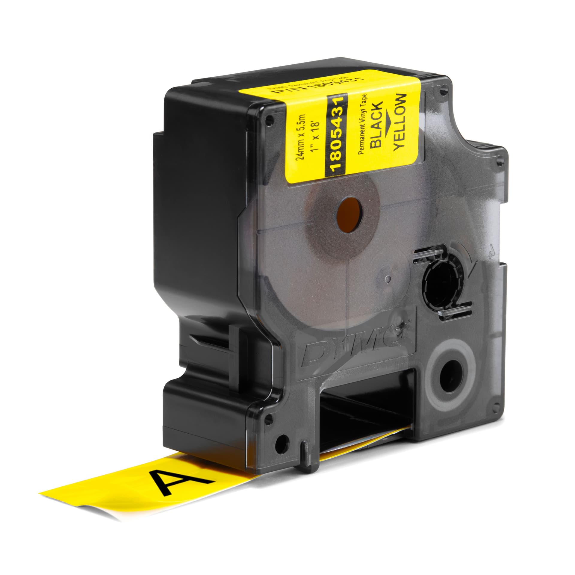 Labeltape Dymo Rhino industrieel vinyl 24mm zwart op geel 2