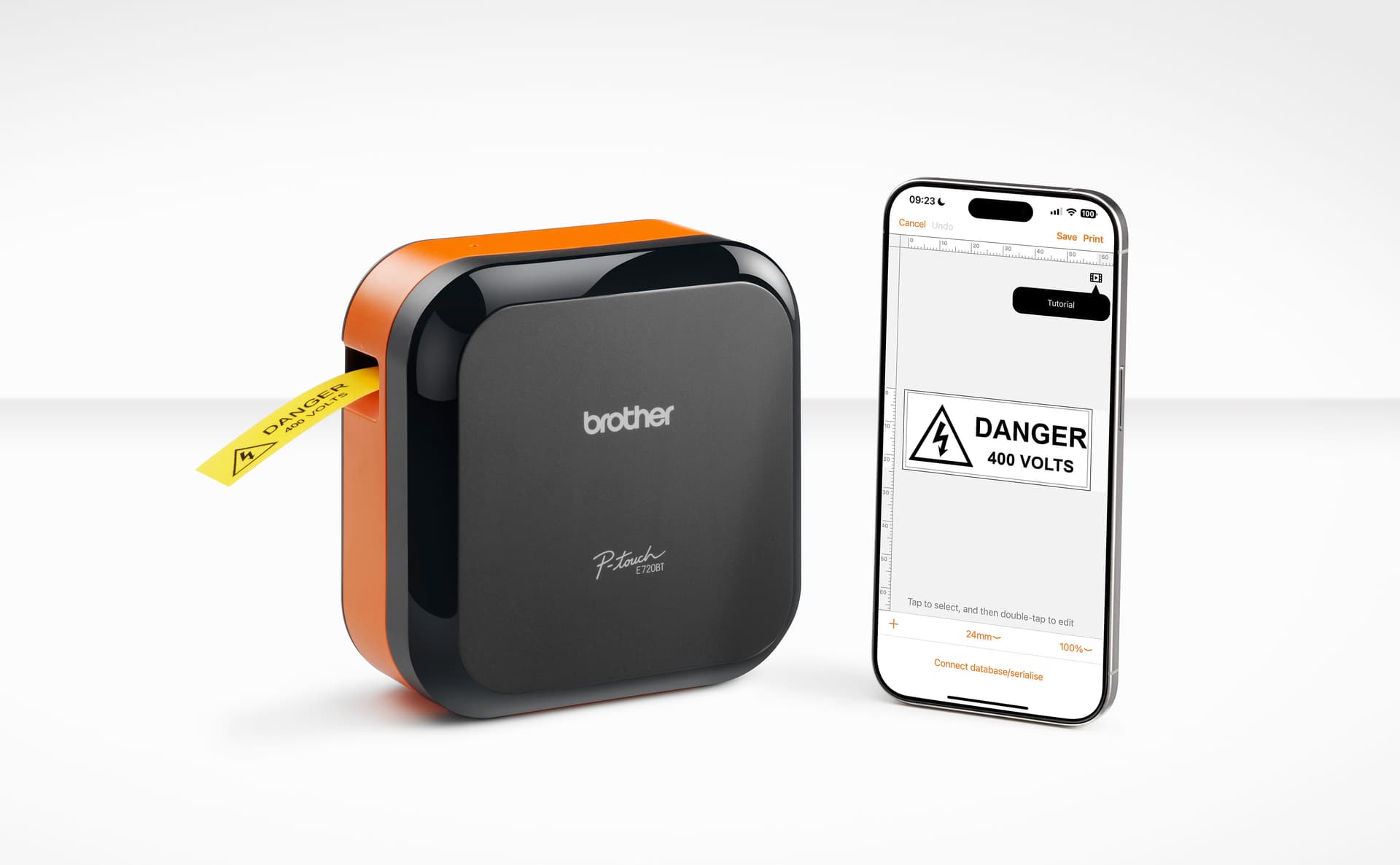 Labelprinter Brother P-touch Cube Plus TZe PT-E720BT desktop 24mm oranje 5