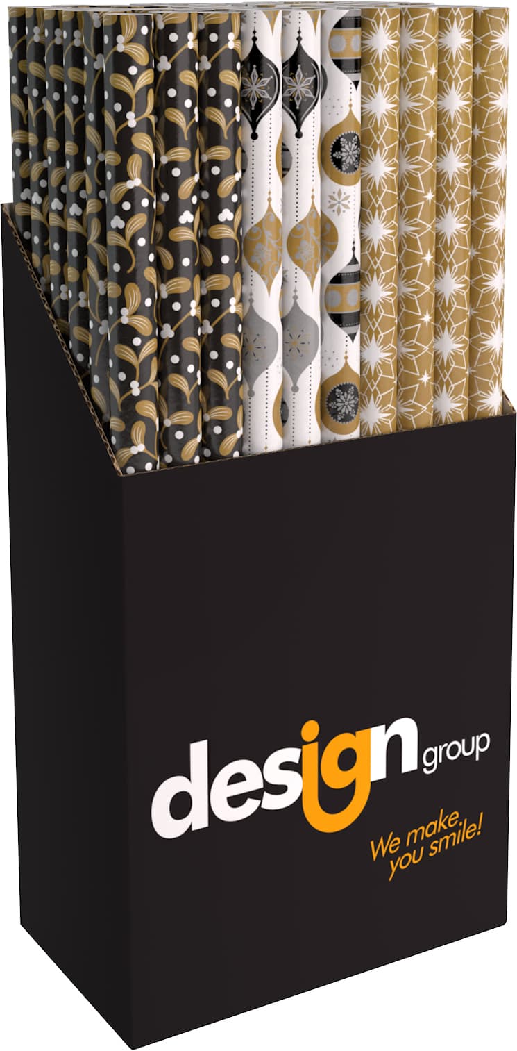 Inpakpapier Kerst Elegant Metallic  200x70cm assorti