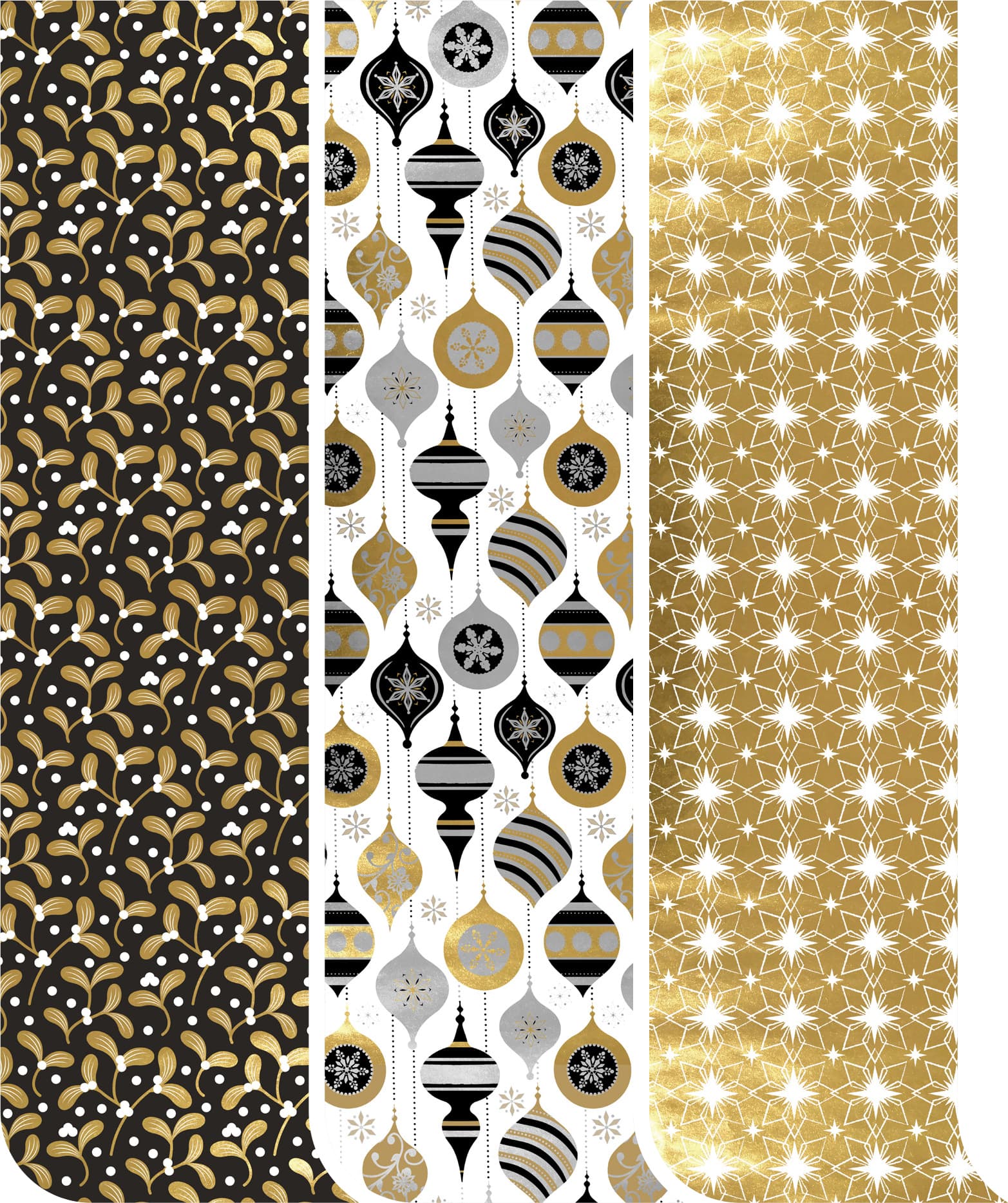Inpakpapier Kerst Elegant Metallic  200x70cm assorti 2