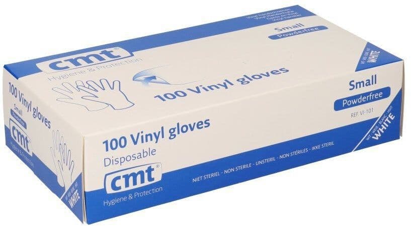 Handschoen CMT S vinyl poedervrij wit 100 stuks