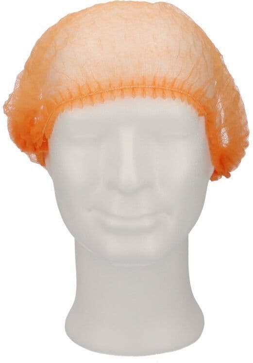Haarnet CMT clip non-woven M 49cm PP oranje 100 stuks 2