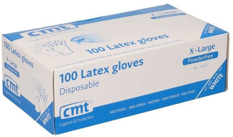 Handschoen CMT XL latex poedervrij wit 100 stuks