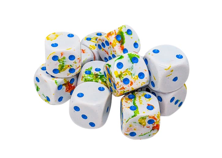 Dobbelsteen Chessex Breezy/blue D6 16mm set à 12 stuks 2