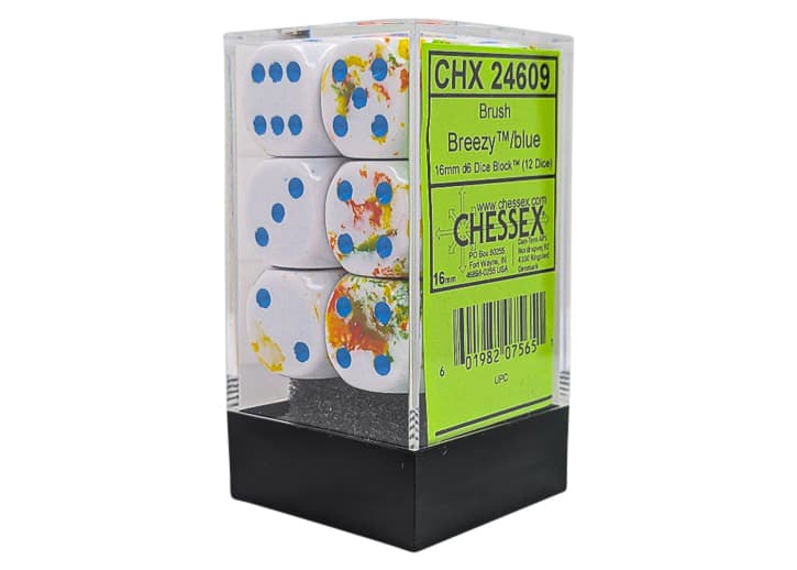 Dobbelsteen Chessex Breezy/blue D6 16mm set à 12 stuks 3