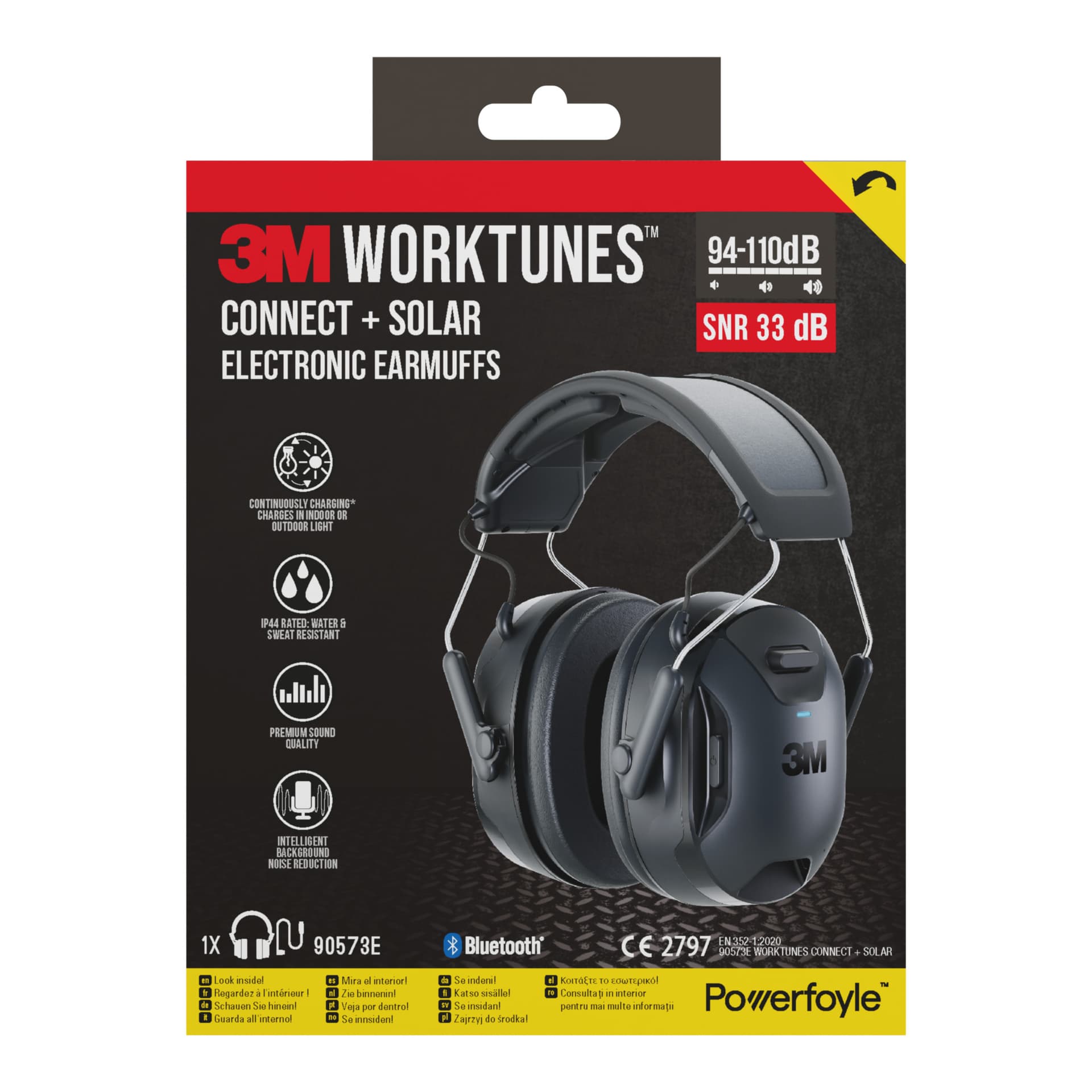 Oorkap 3M WorkTunes Connect en Solar Bluetooth 33dB zwart