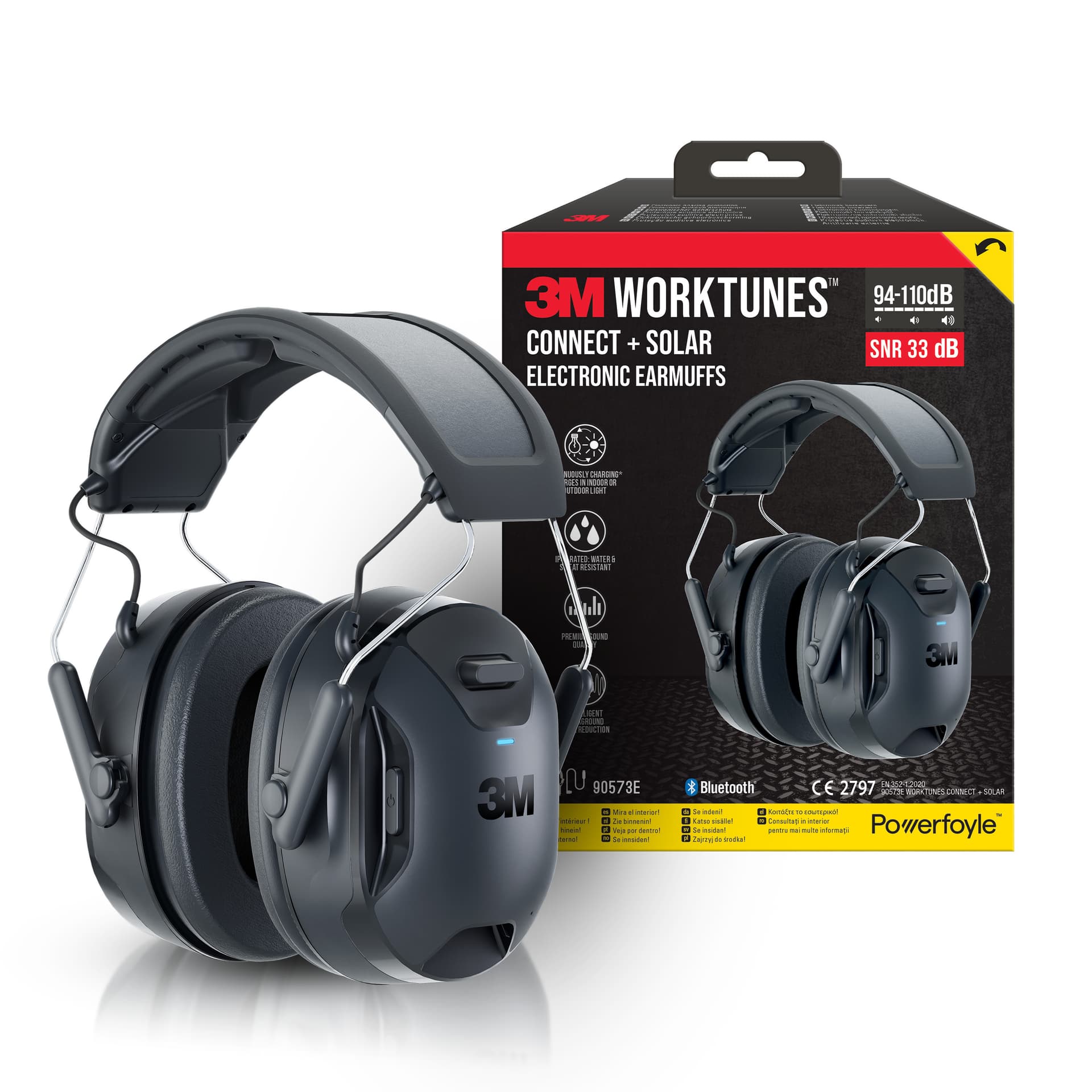 Oorkap 3M WorkTunes Connect en Solar Bluetooth 33dB zwart 3