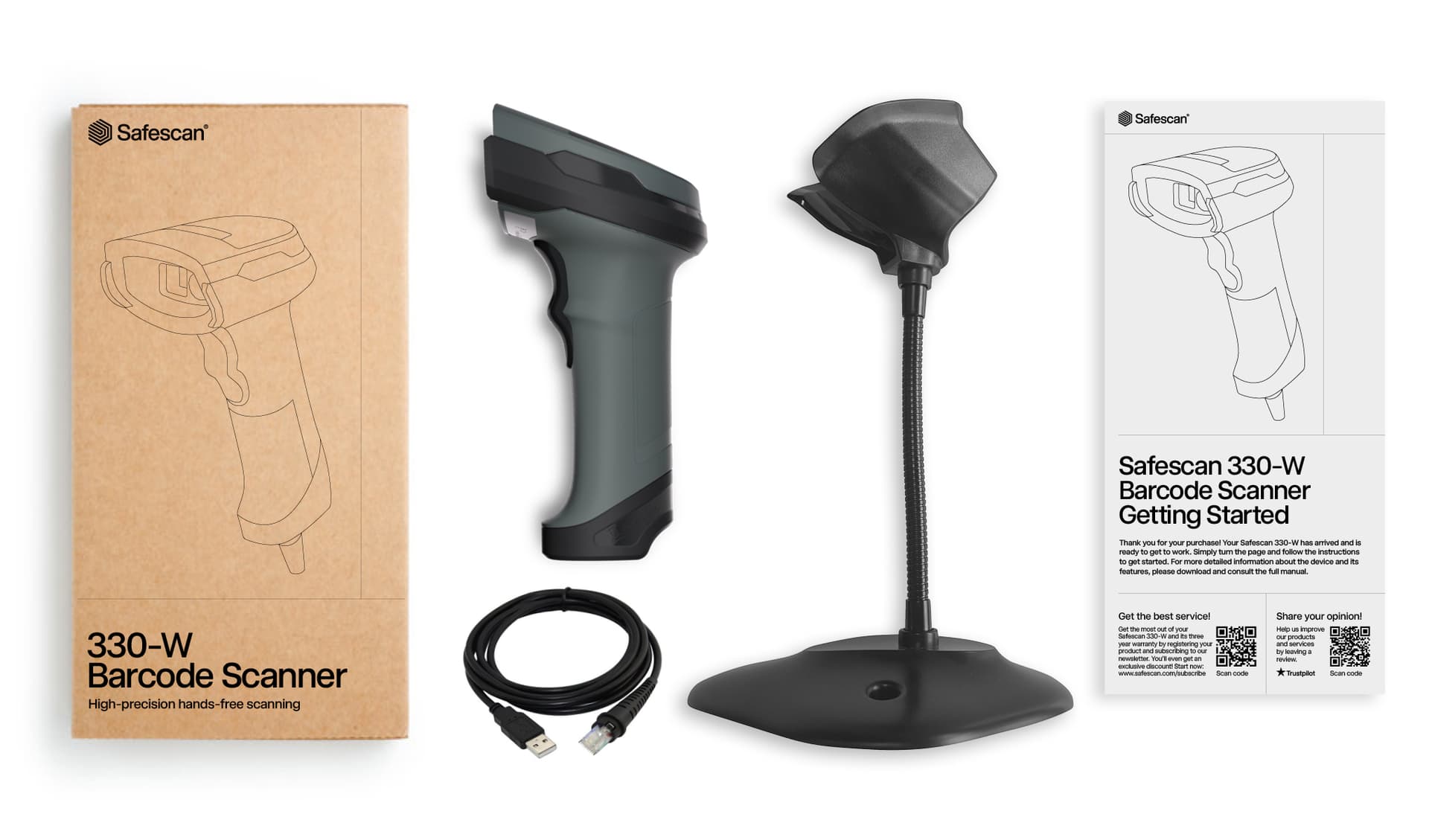 Barcodescanner Safescan 330-W bedraad + standaard 7