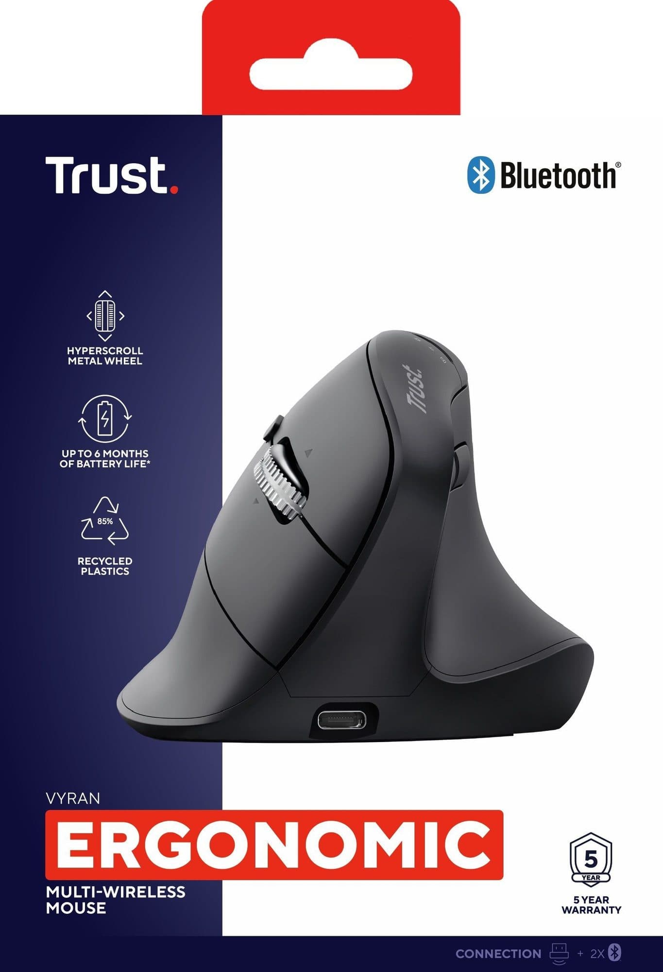 Ergonomische muis Trust hyperscroll Vyran draadloos 5