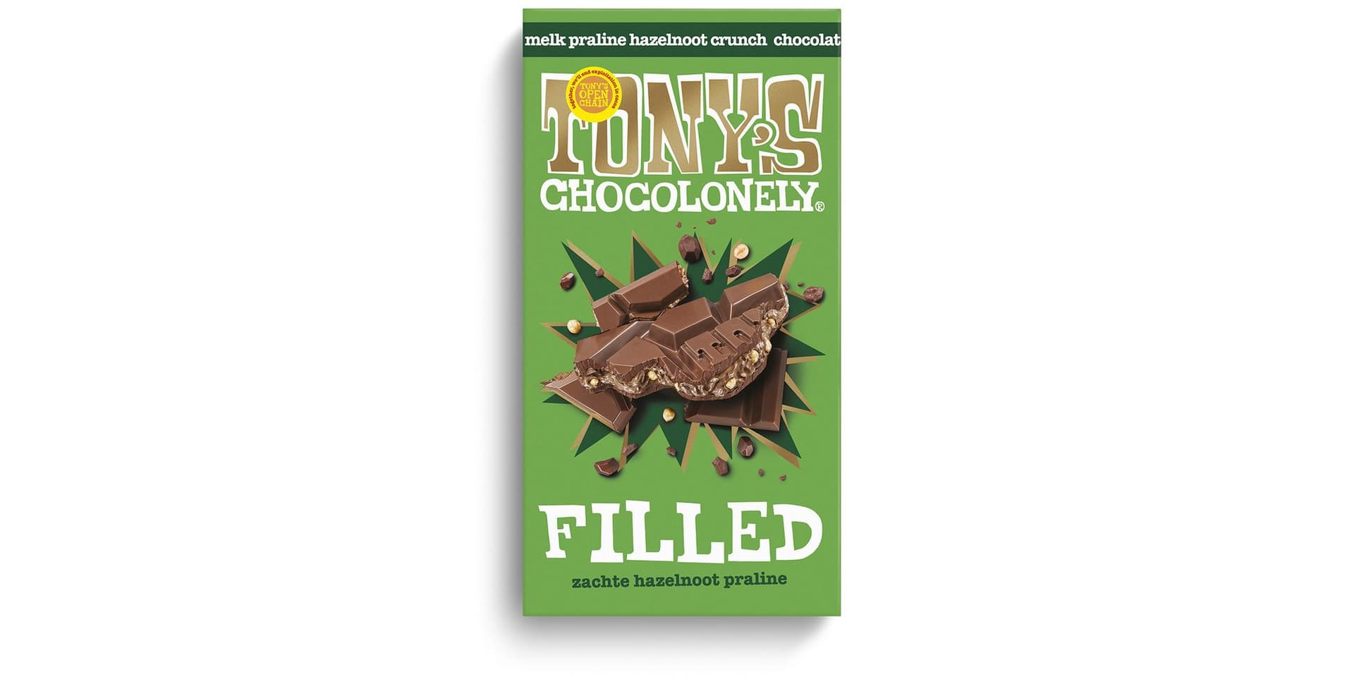 Chocolade Tony's Chocolonely filled melk hazelnoot praline 127 gram