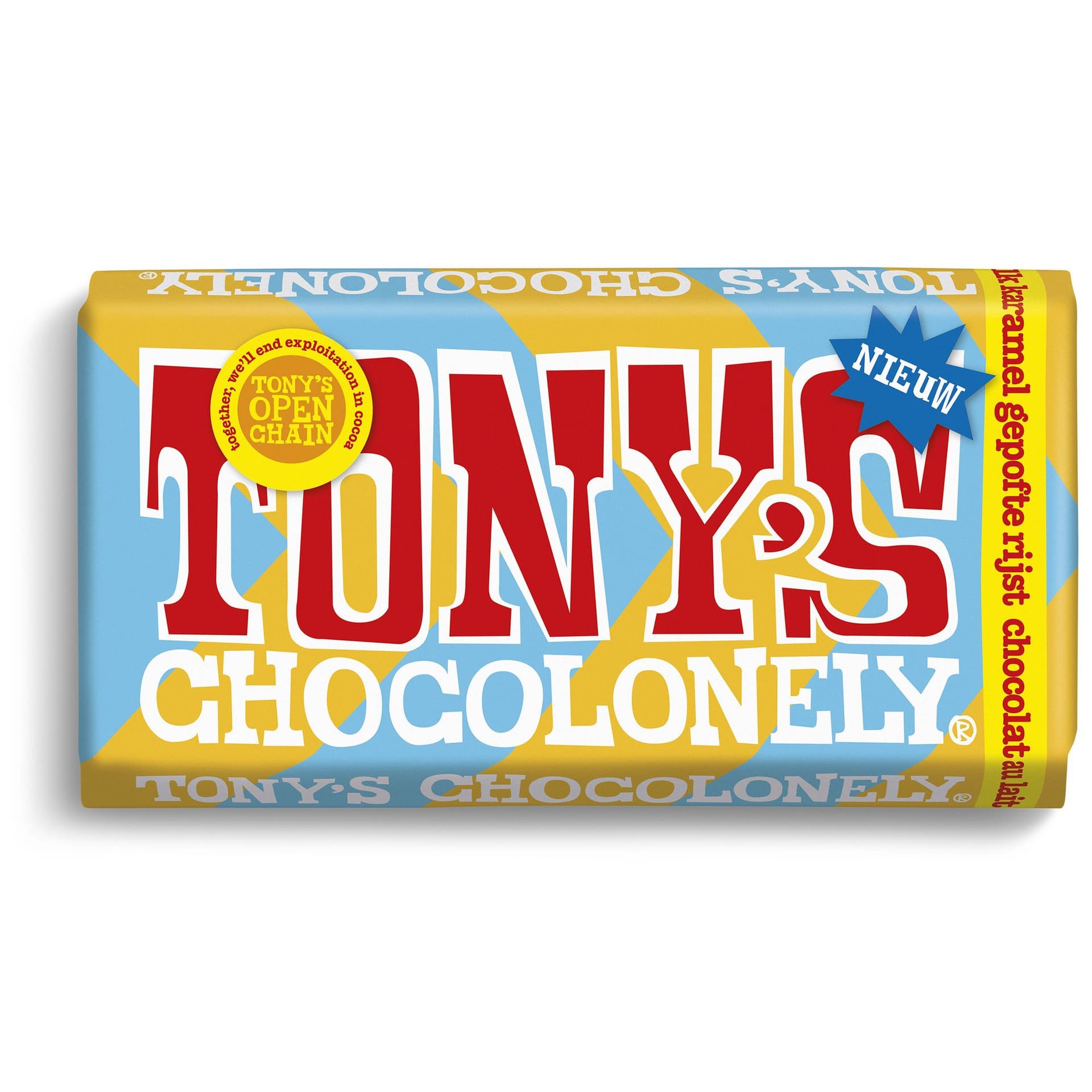 Chocolade Tony's Chocolonely melk karamel gepofte rijst 180 gram 2