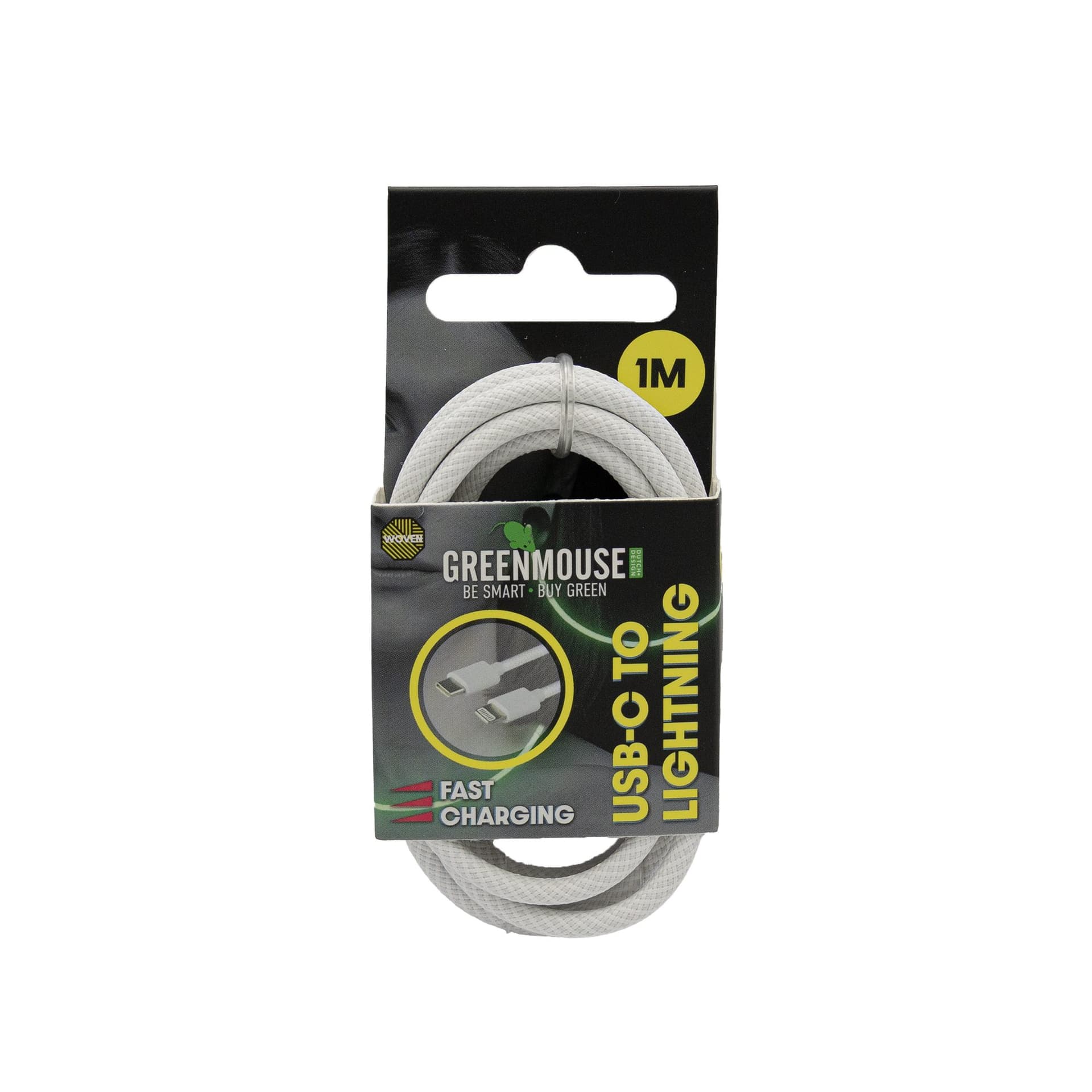 Kabel Green Mouse USB-C to Lightning data Woven 1m blisterverpakking