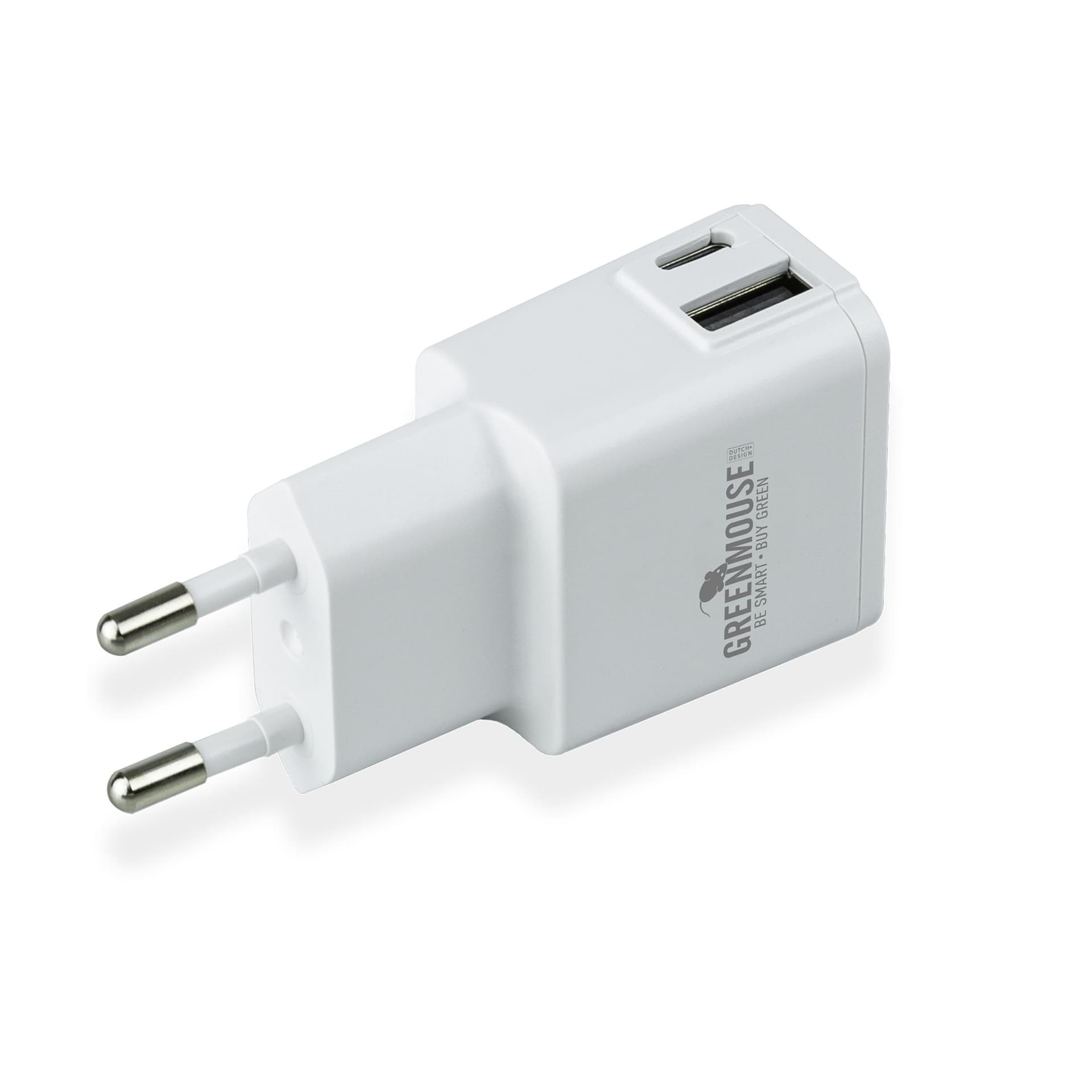 Oplader Green Mouse USB-C 1x en USB-A 1x wit blisterverpakking 2
