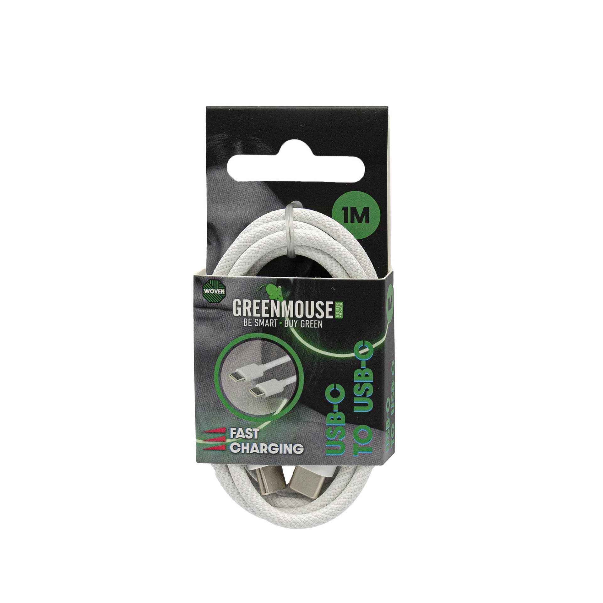 Kabel Green Mouse USB-C to USB-C data Woven 1m blisterverpakking