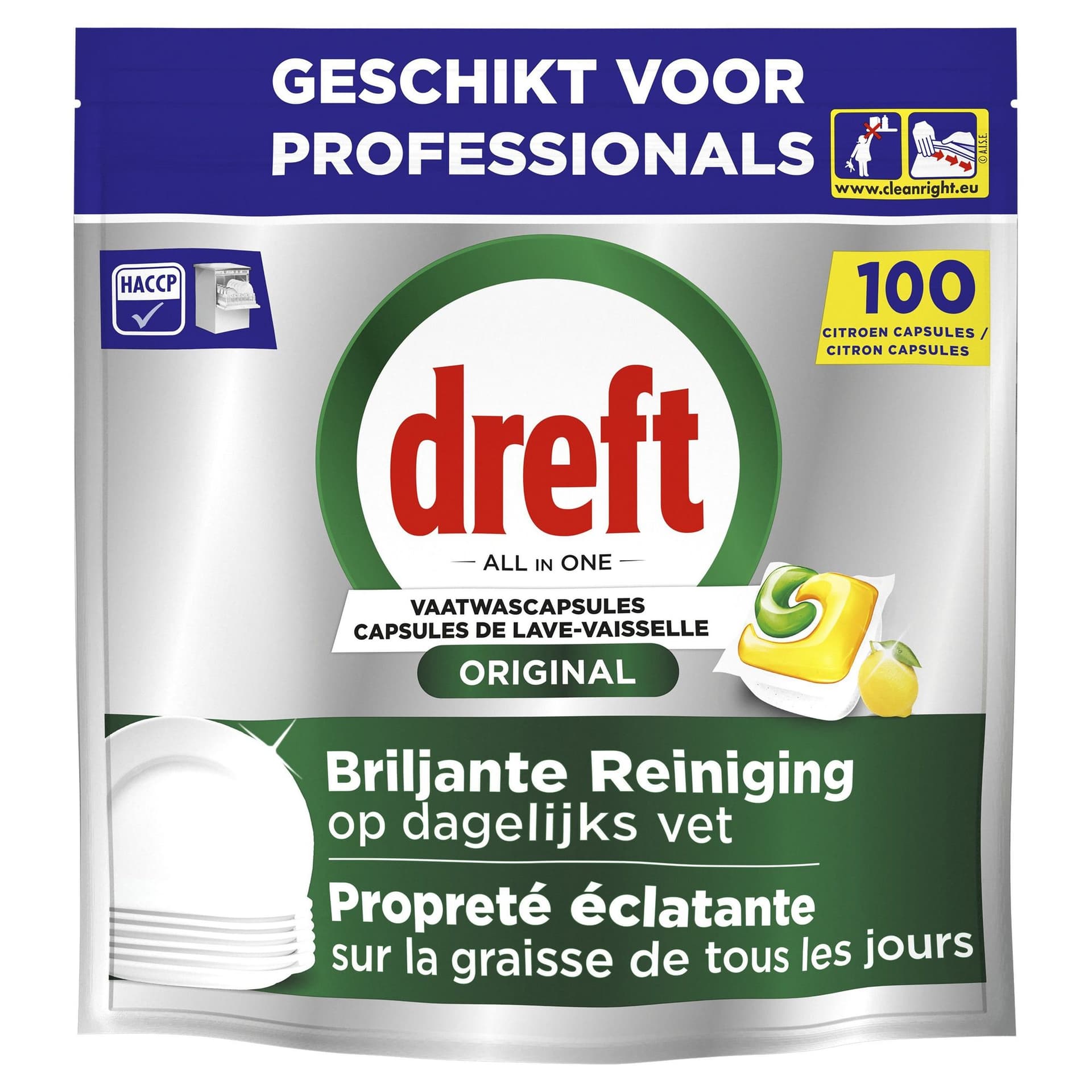 Vaatwastabletten Dreft All-in-1 professional lemon 100 stuks