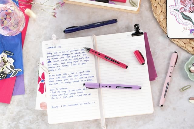 Rollerpen STABILO Worker+ Wildflower medium bordeax 3