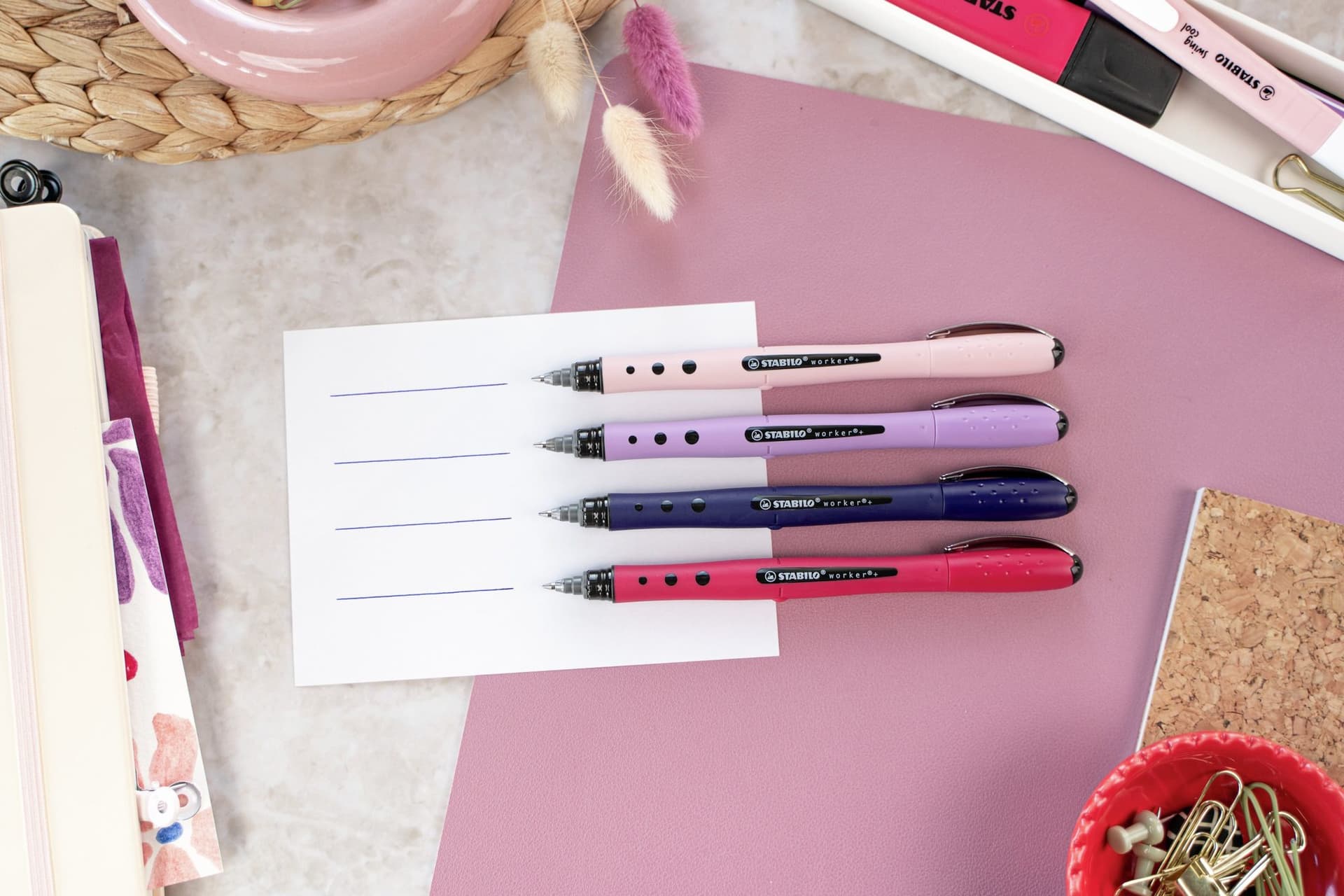 Rollerpen STABILO worker+ Wildflower medium Pruisisch blauw 4