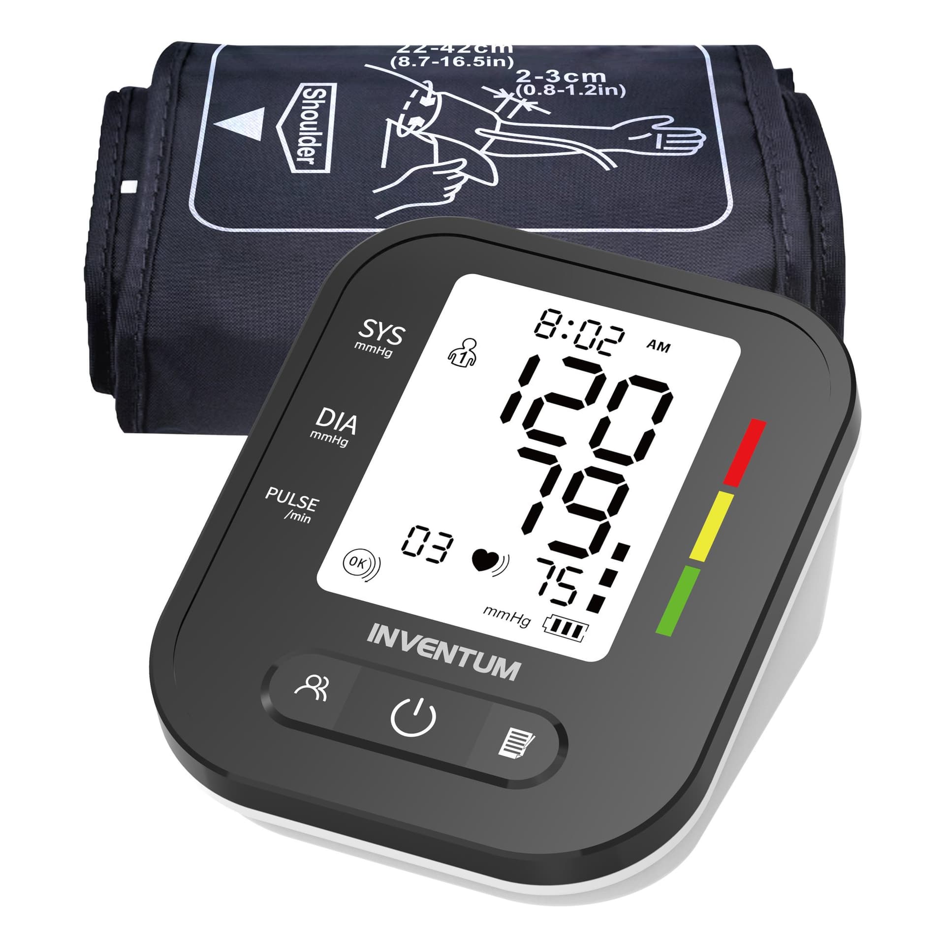 Bloeddrukmeter Inventum bovenarm 22-42cm zwart/wit 3