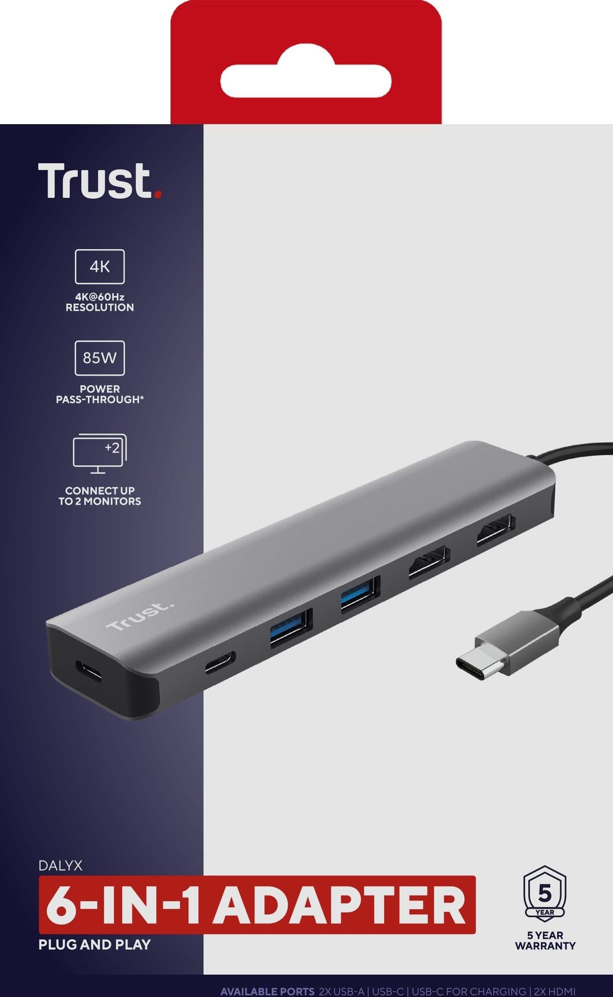 Adapter Trust Dalyx 6-in-1 USB-C 2
