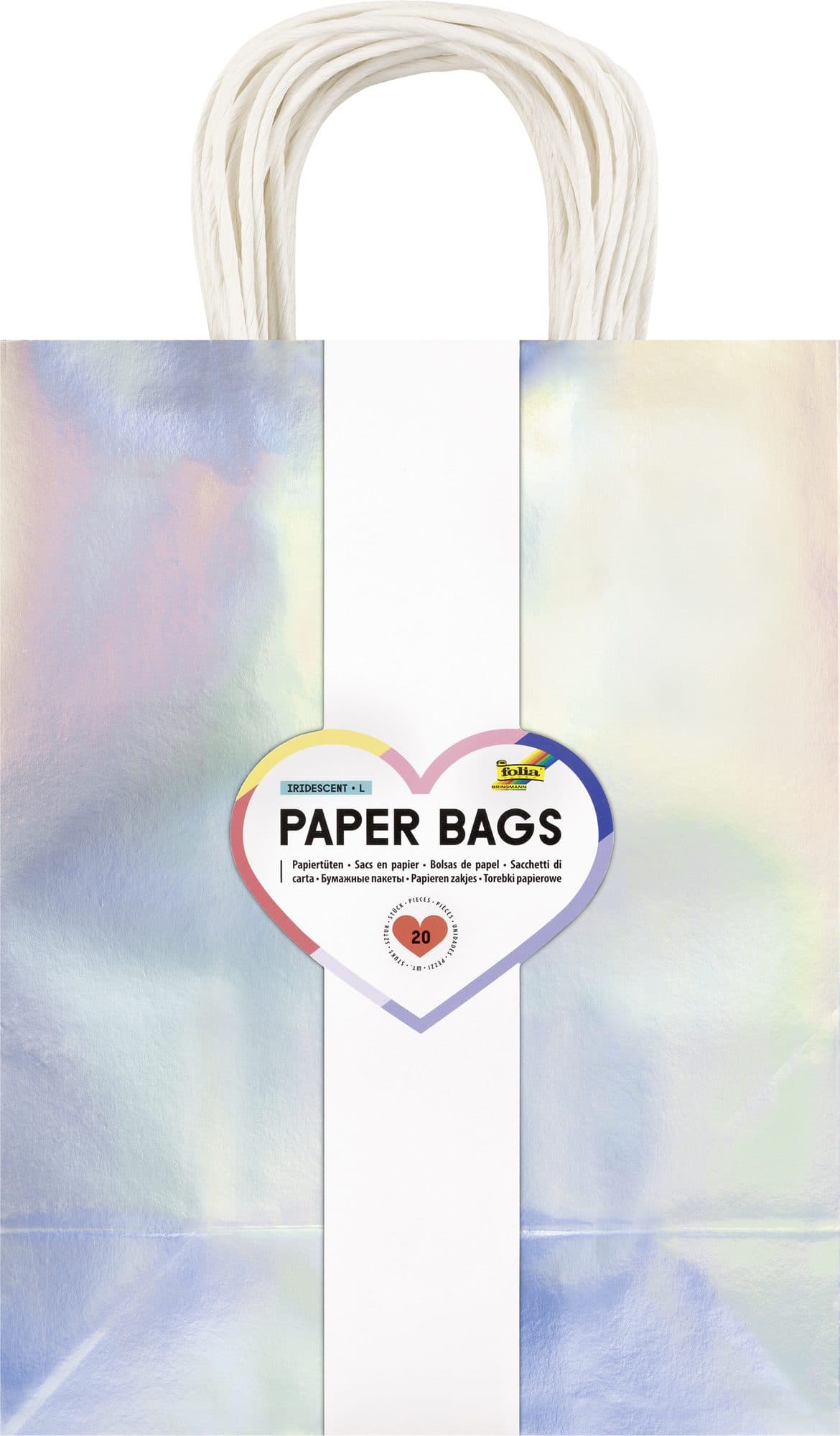 Cadeautas Folia irisierend kraft 24x31x12cm zilver 20 stuks
